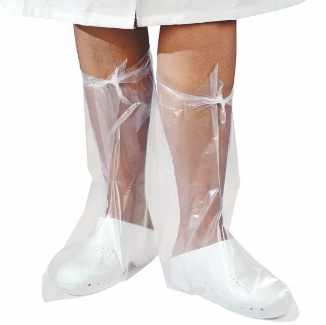 DocMed Schuhüberzieher Mediware Überziehstiefel (Aus robuster, transparenter PE-Folie, 50-St., unkompliziertes An- und Ausziehen) Mit Befestigungsbändern
