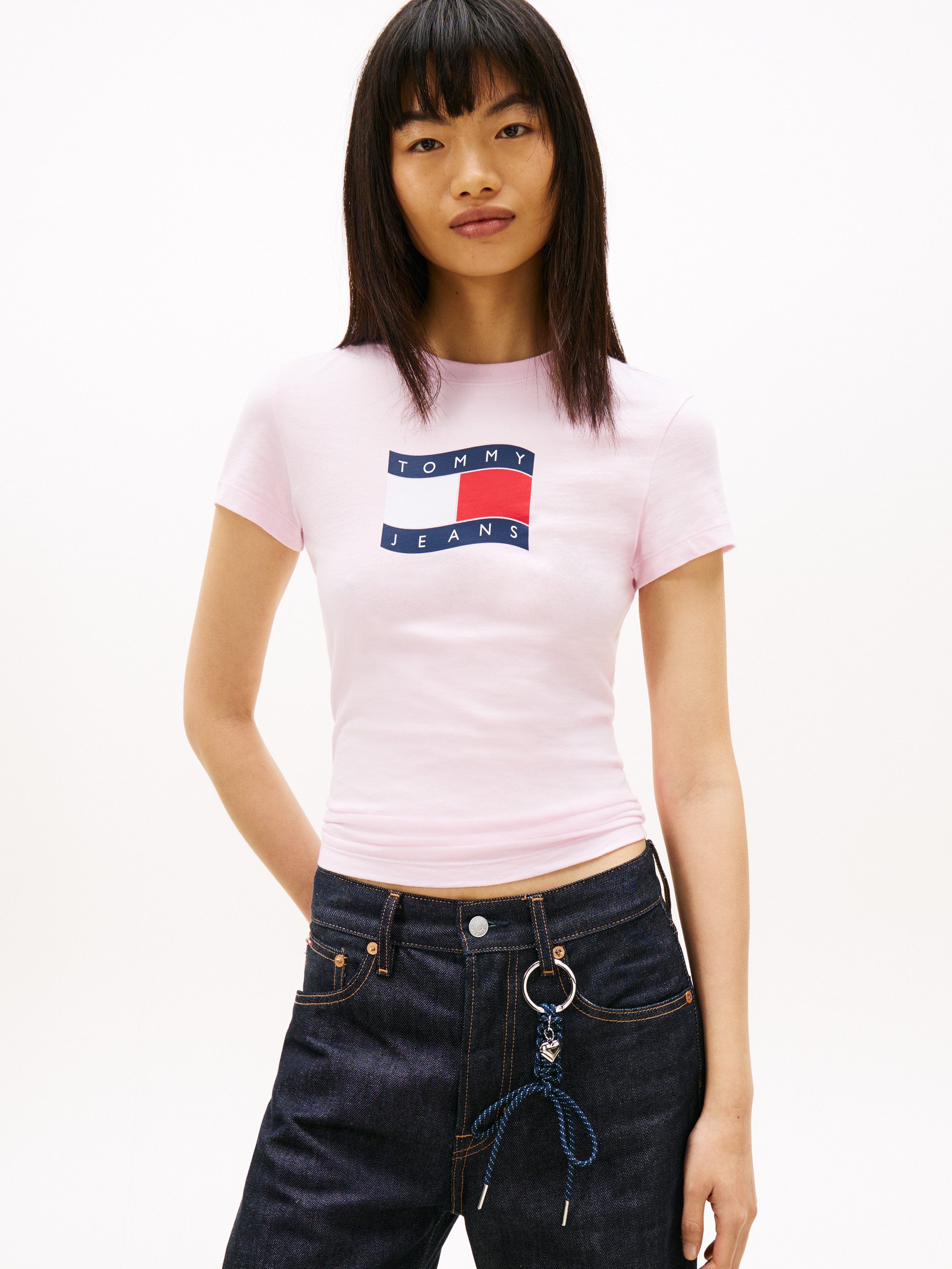 Tommy Jeans T-Shirt TJW SLIM WAVY FLAG TEE EXT mit Rundhalsausschnitt günstig online kaufen