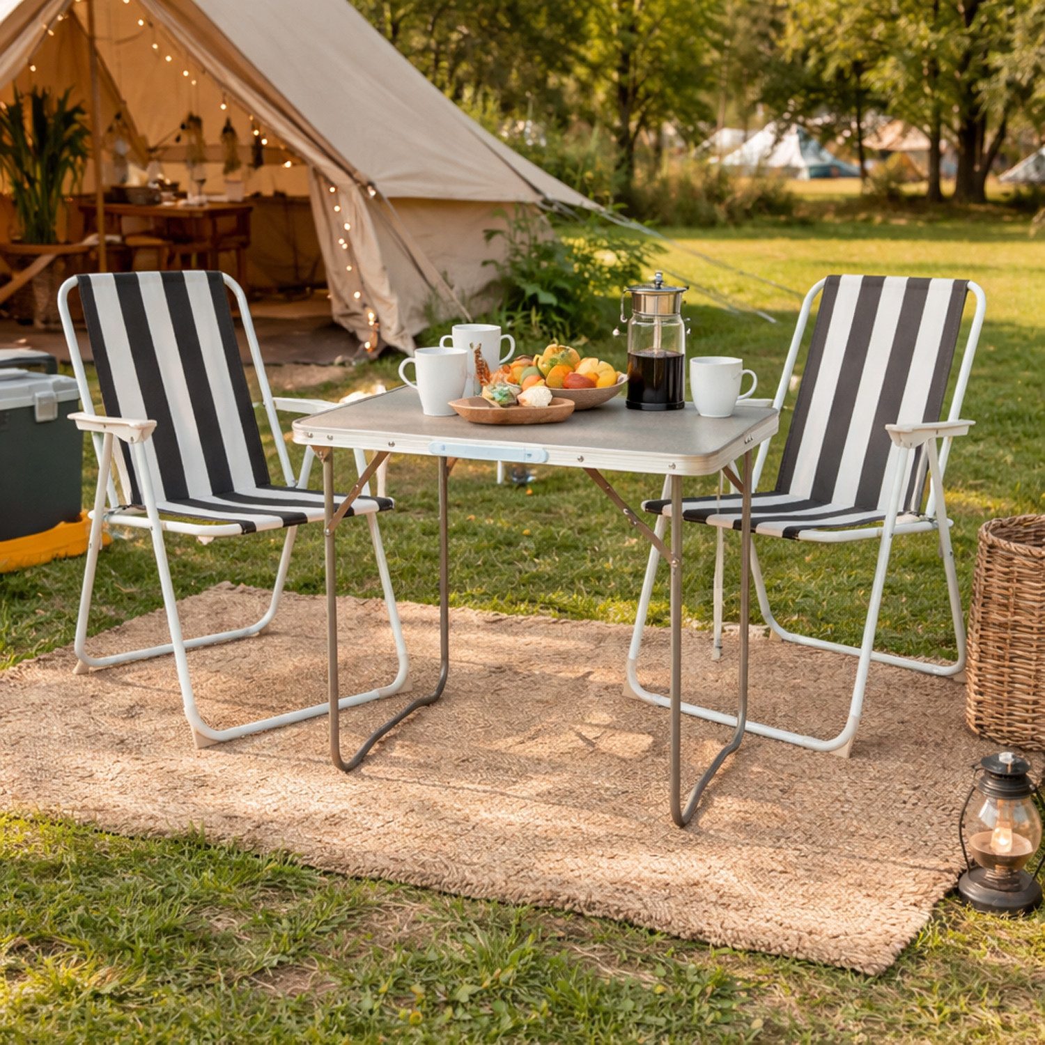 Mojawo Essgruppe 3tlg Campingmöbel Outdoormöbel Campingstuhl Campingtisch Aluminium