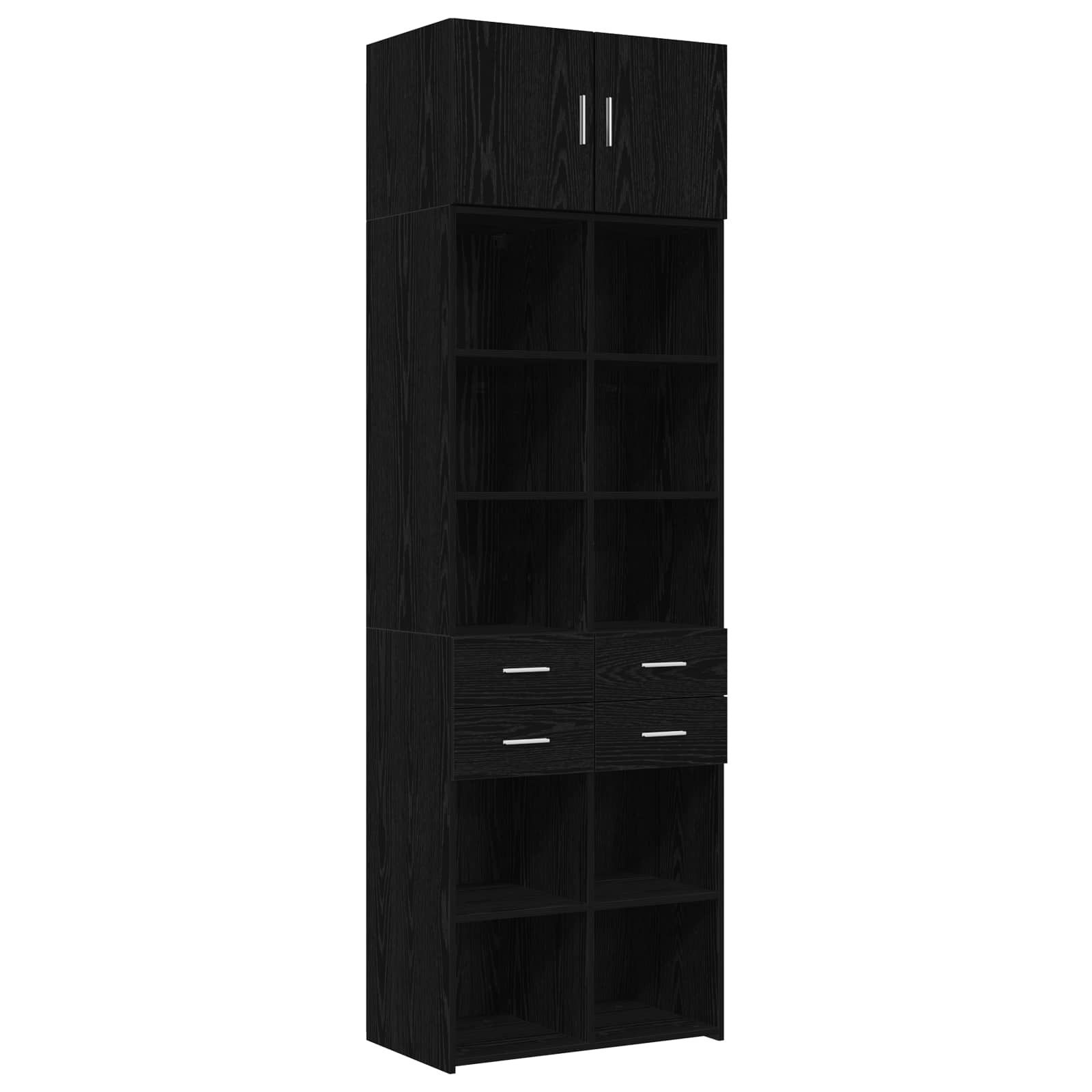 vidaXL Sideboard Lagerschrank mit Regalen Schwarze Eiche 70 x 42,5 x 225 cm