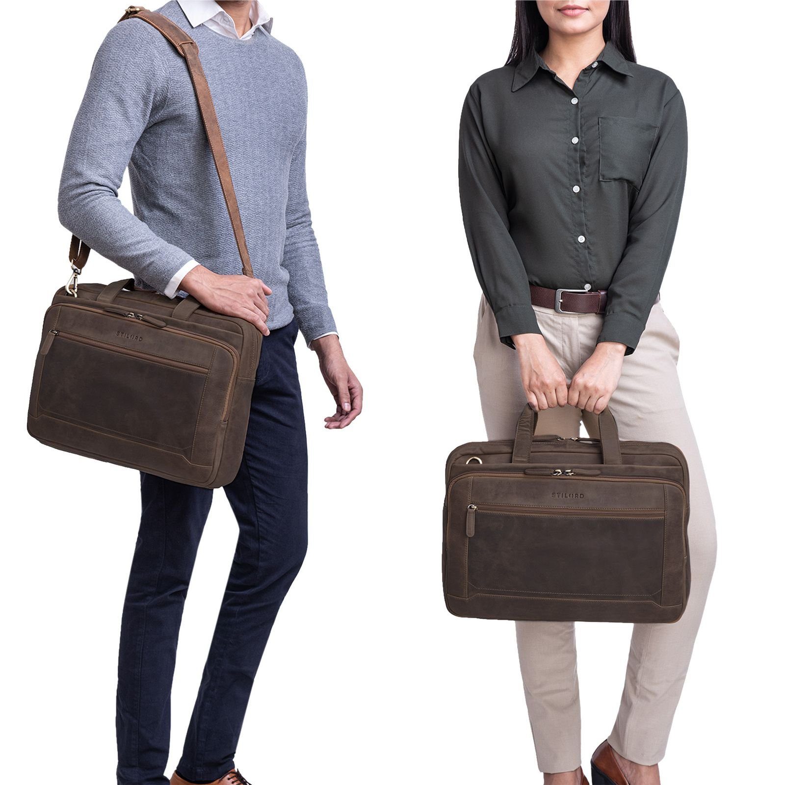 STILORD Laptoptasche "Antoine" Vintage Ledertasche Business