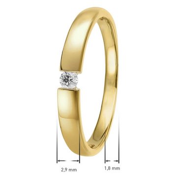 trendor Solitärring Diamantring Gelbgold 585/14 Kt. mit Brillant 0,05 ct