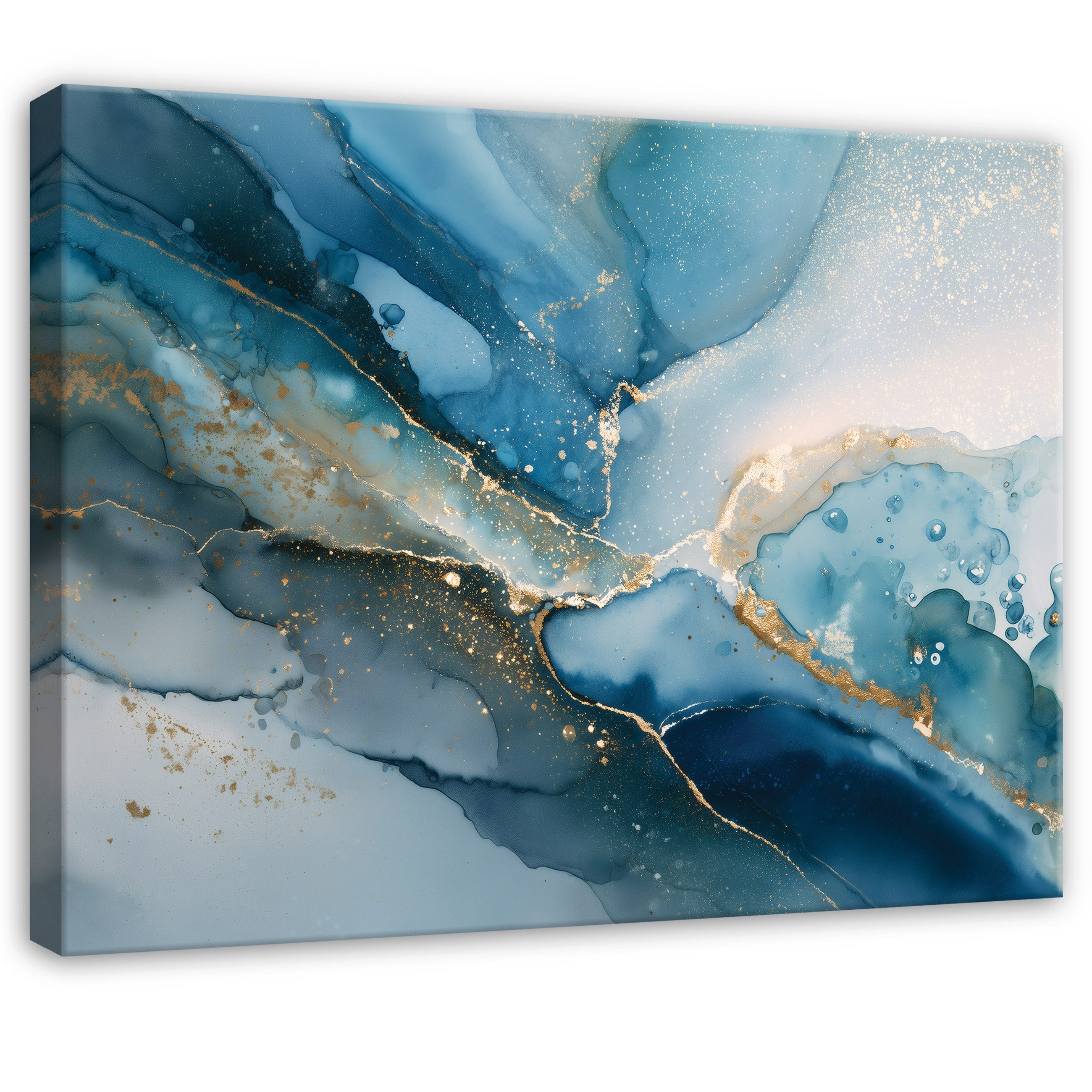 Wallarena Leinwandbild Marmor Struktur - Blau - Modern - Wohnzimmer, Marmor, 40x30x2cm