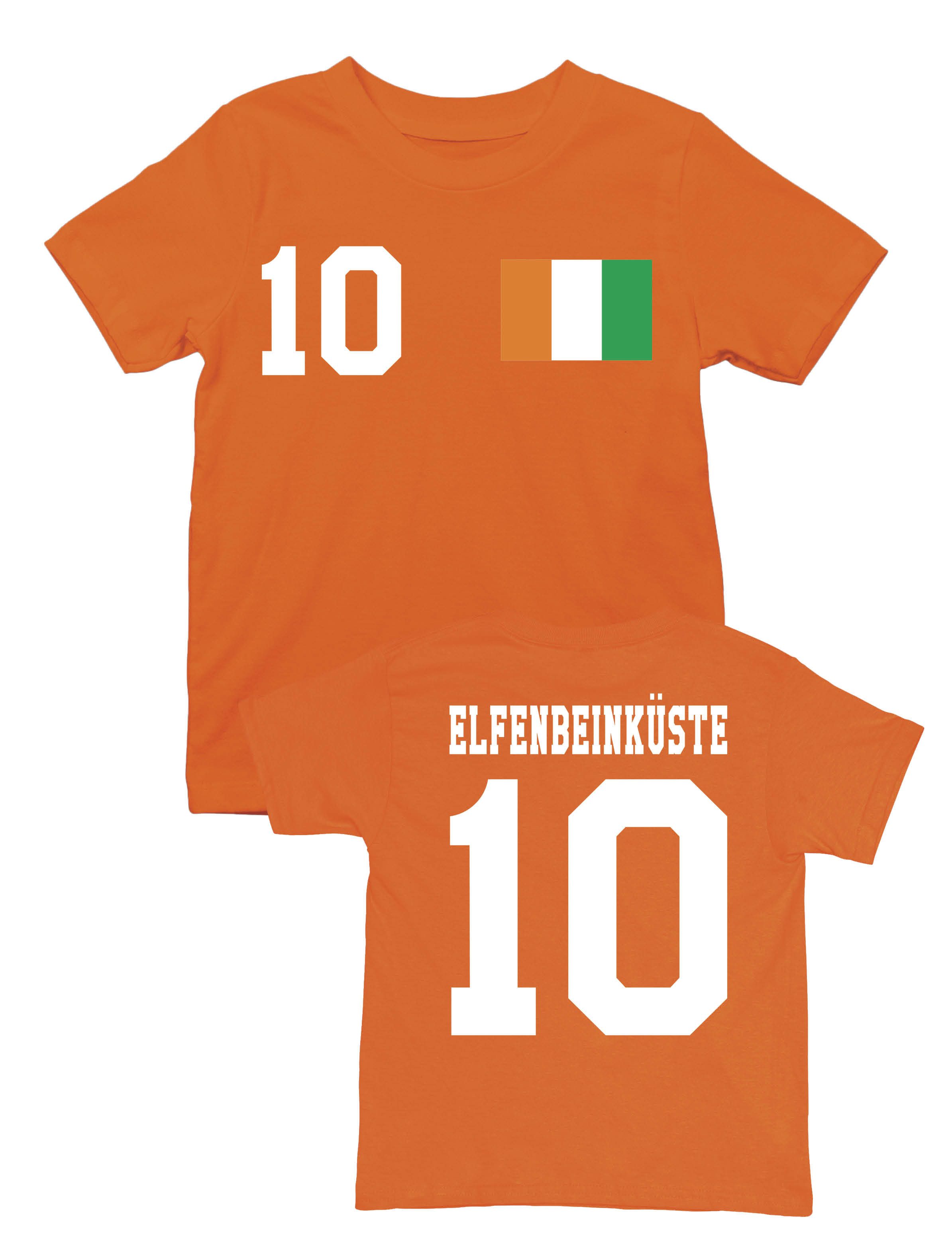 Print-Shirt Elfenbeinküste Kinder T-Shirt im Fußball Trikot Look