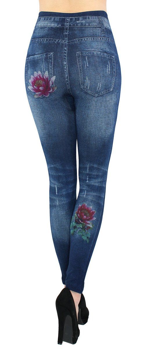 dy_mode Jeggings Damen Jeggings High Waist Leggings in Jeans Optik Bequem Jeansleggings mit elastischem Bund