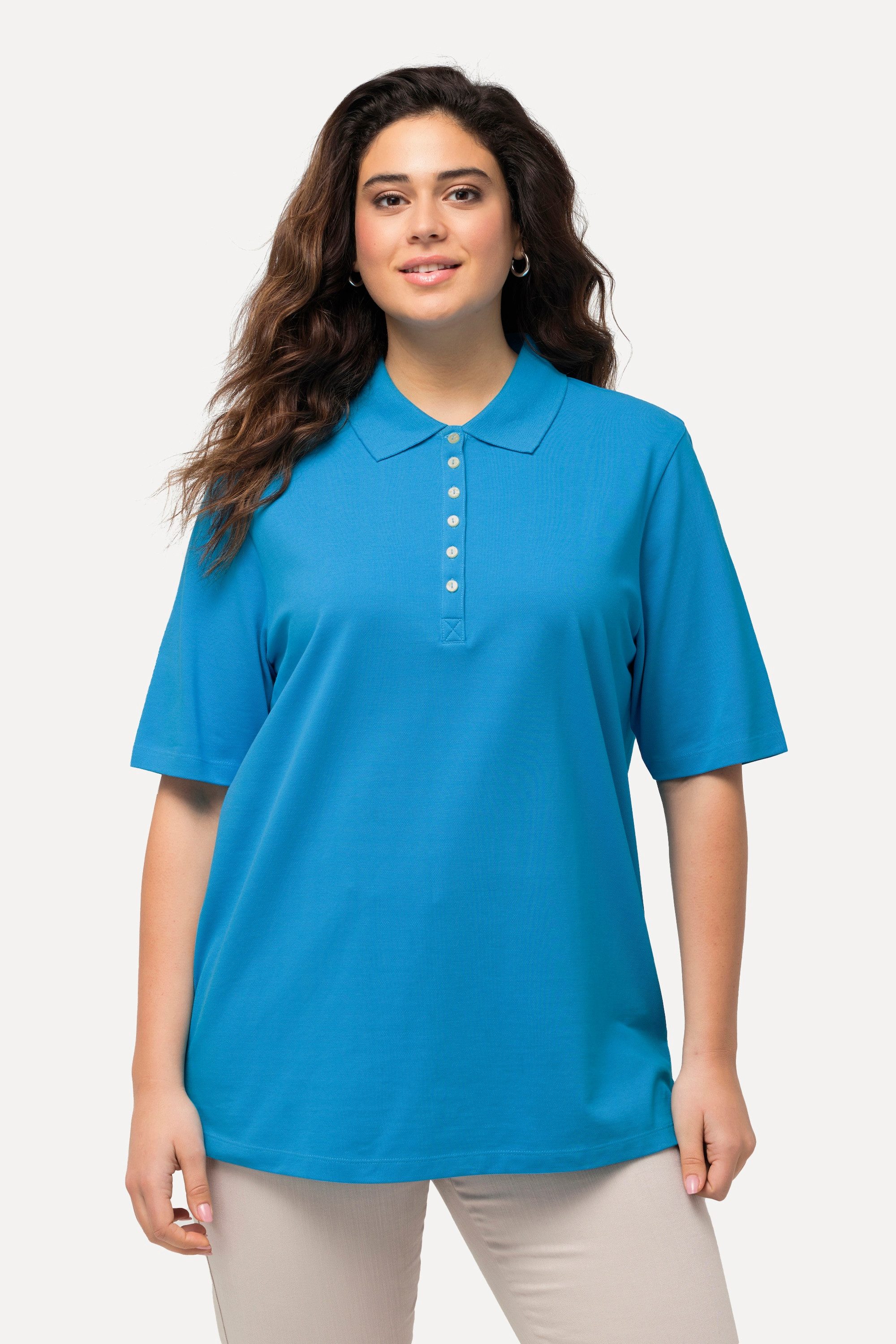 Ulla Popken T-Shirt Poloshirt Piqué Polokragen günstig online kaufen