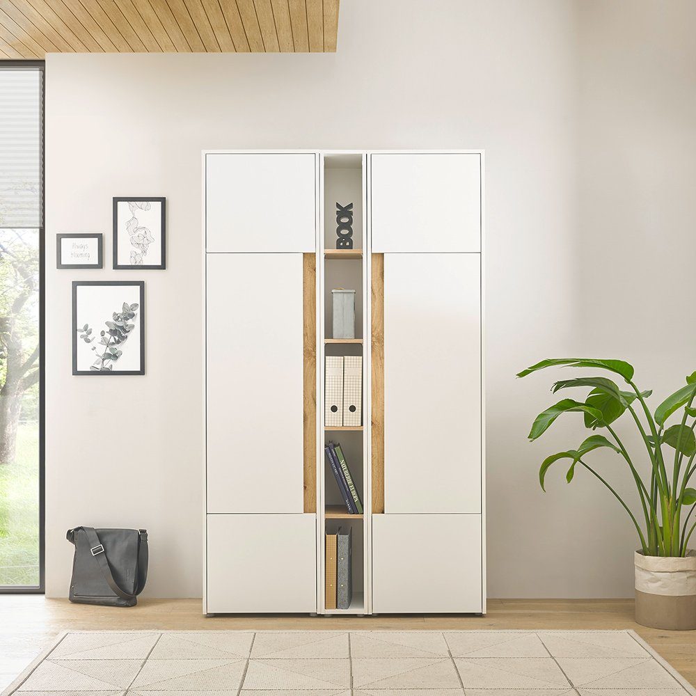 Lomadox Stauraumschrank CRISP-61 weiß mit Eiche, günstig online kaufen