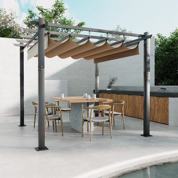 HOMALL Pavillon 3x3/3x4m Gartenpavillon Pergola, UV-geschütztes Aluminiumgestell