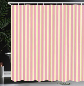Abakuhaus Duschvorhang Moderner Digitaldruck mit 12 Haken auf Stoff Wasser Resistent Breite 175 cm, Höhe 180 cm, Rosa und Gelb Retro Pastellfarben