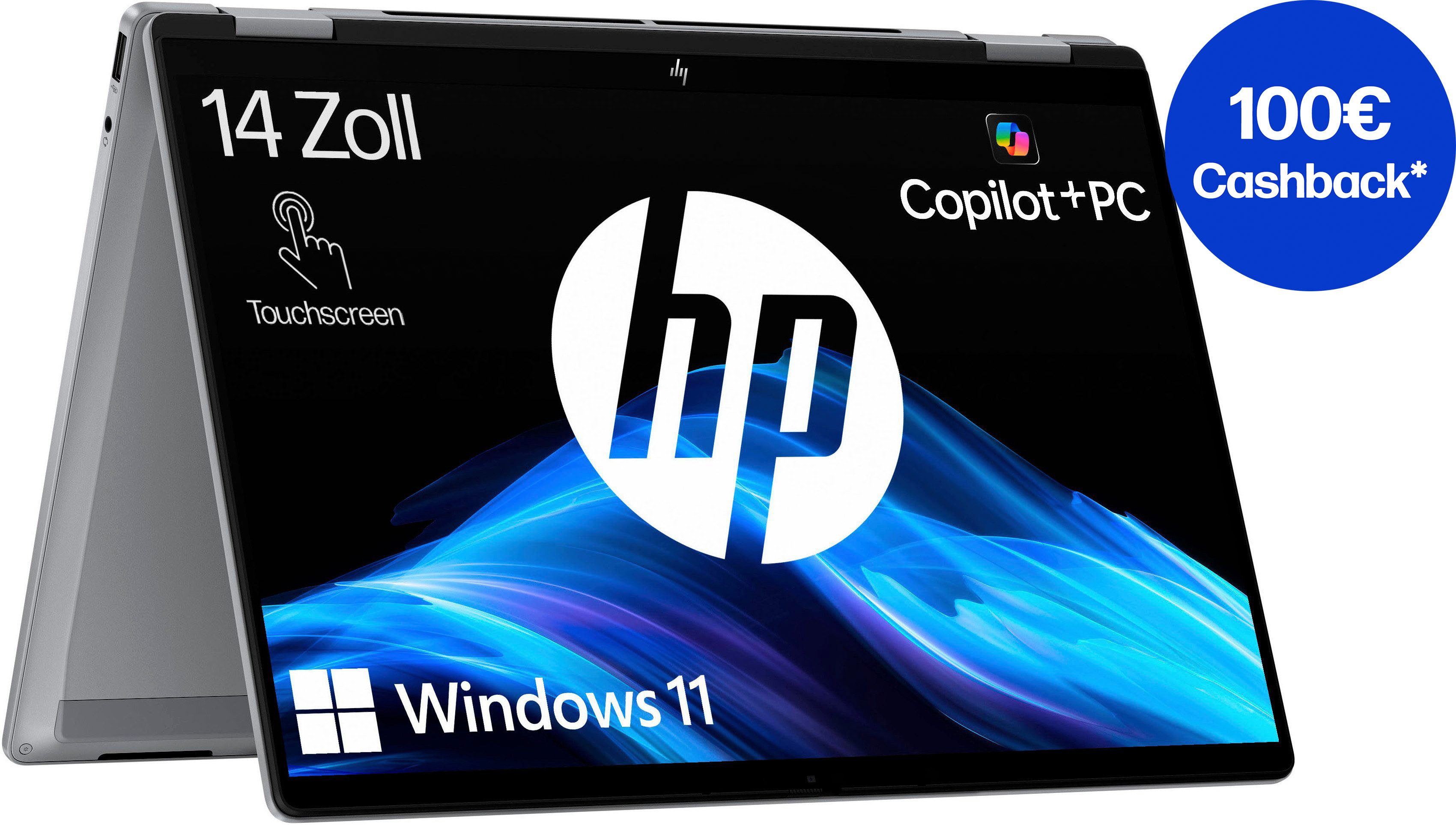 HP OmniBook X Flip 14-fk0252ng Convertible Notebook (35,6 cm/14 Zoll, AMD Ryzen™ AI 5 340, Radeon, 512 GB SSD)