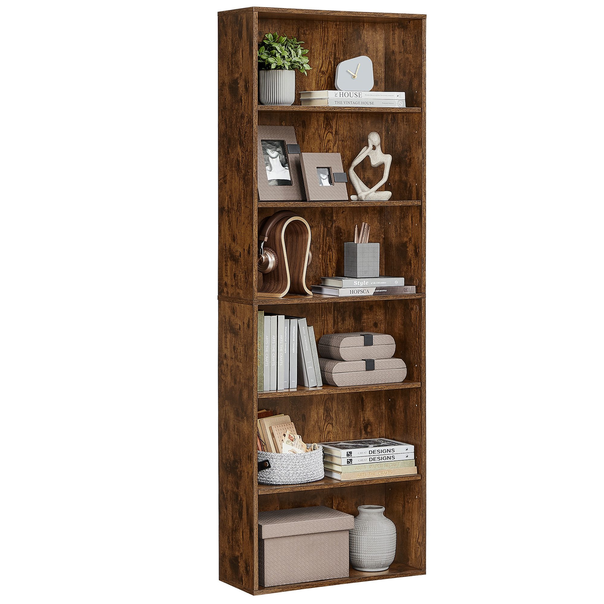 VASAGLE Bücherregal 6-stöckiges Regal, 24 x 60 x 178,5 cm, für Wohnzimmer, Homeoffice, Standregal