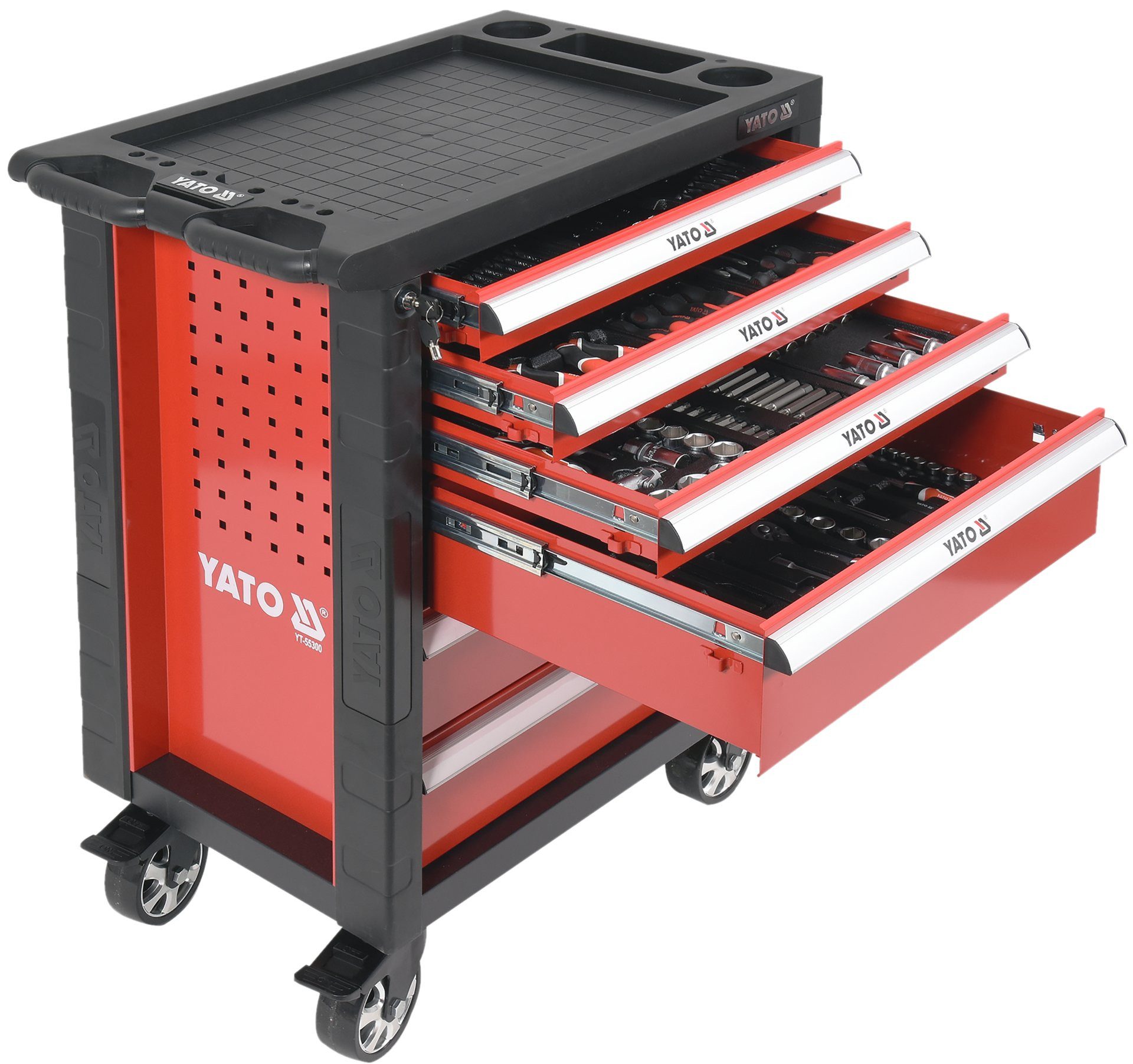 Yato Werkstattwagen Werkstattwagen 975x765x465mm inkl. Werkzeug 177-teilig, Stabil
