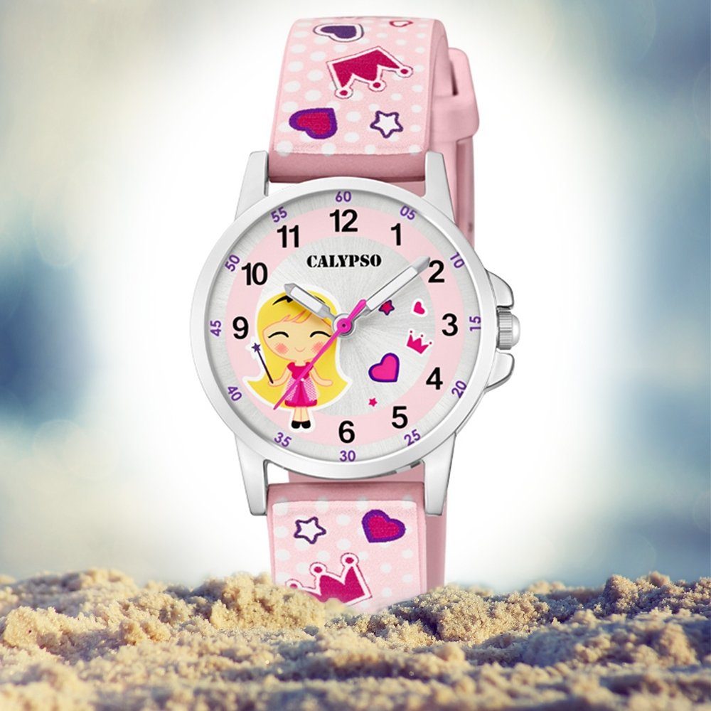 Fashion Uhr Kinder Armbanduhr Quarzuhr Kunststoff, PUarmband Calypso Kunststoffband, K5776/2 CALYPSO WATCHES Kinder rund, rosa,
