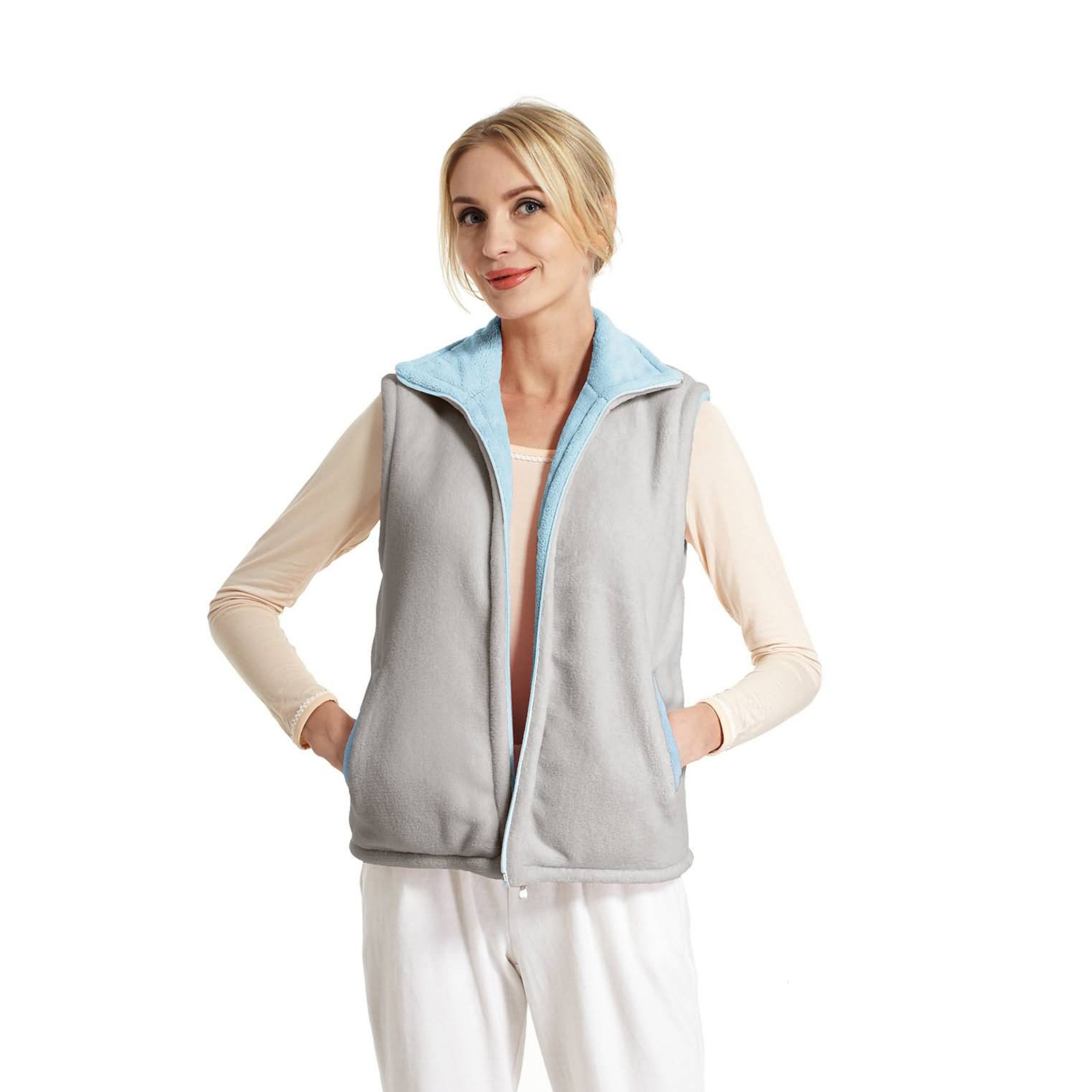 M-Diamant Fleeceweste Damen Wende-Flauschweste aus Micro-Velours mit Reißve günstig online kaufen