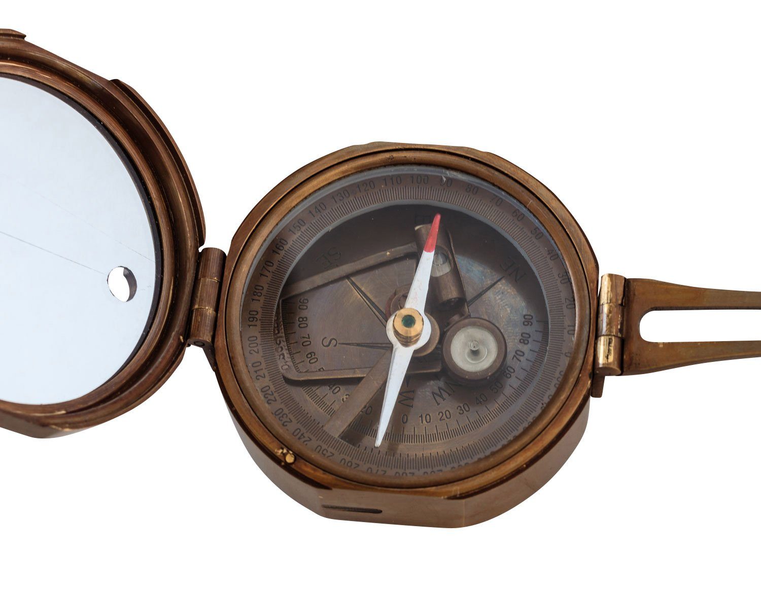 Navigation Glas Peilkompass Maritim Messing Kompass Antik-Stil Replik Aubaho Kompass
