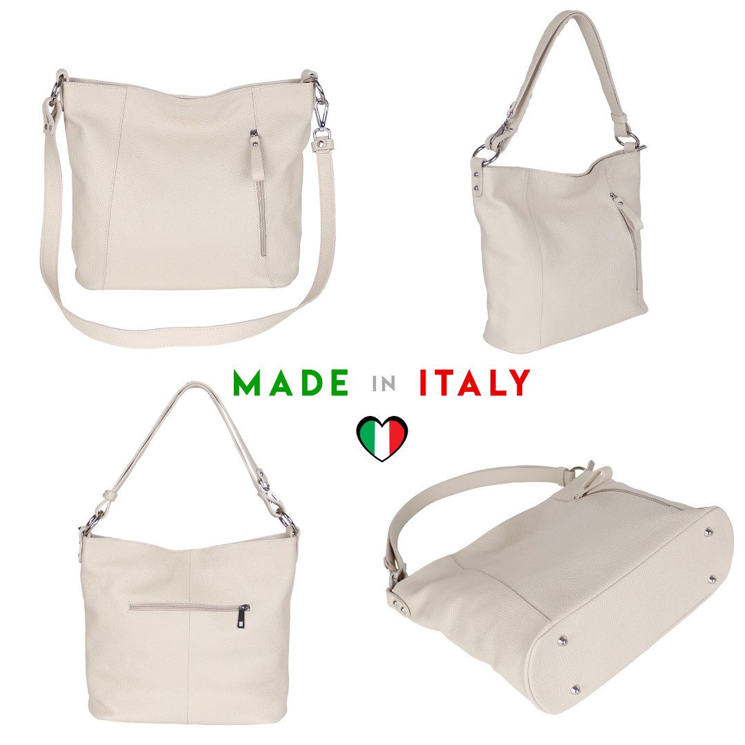 MIRROSI Umhängetasche Damen, Schultertasche,Aus Echtleder, Made in Italy (ca.37x28x11cm)