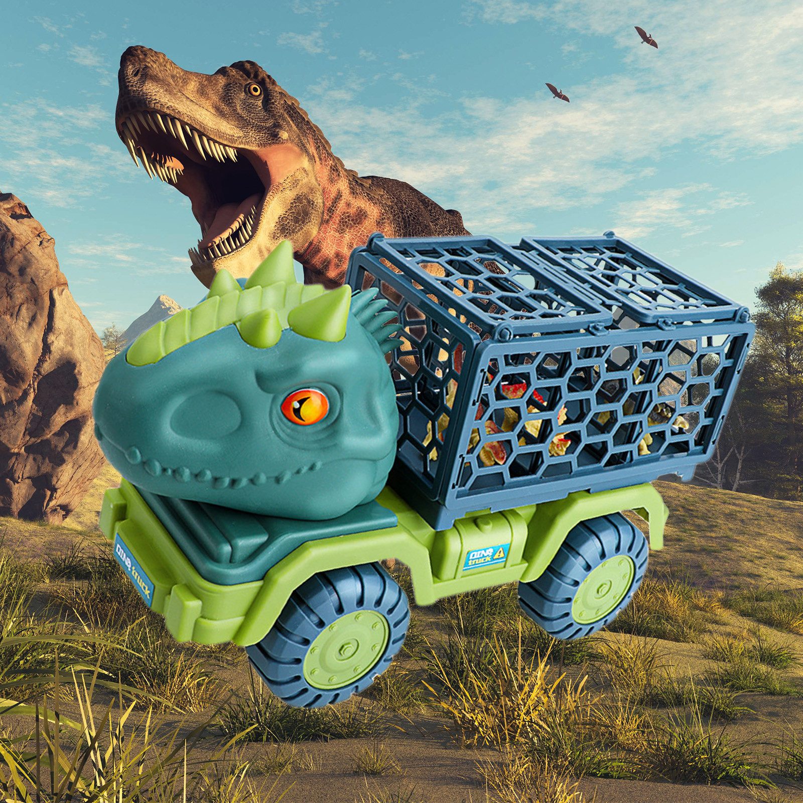 MODFU Spielzeug-Transporter Dinosaurier Transport-LKW Spielset, (Dino Figur günstig online kaufen