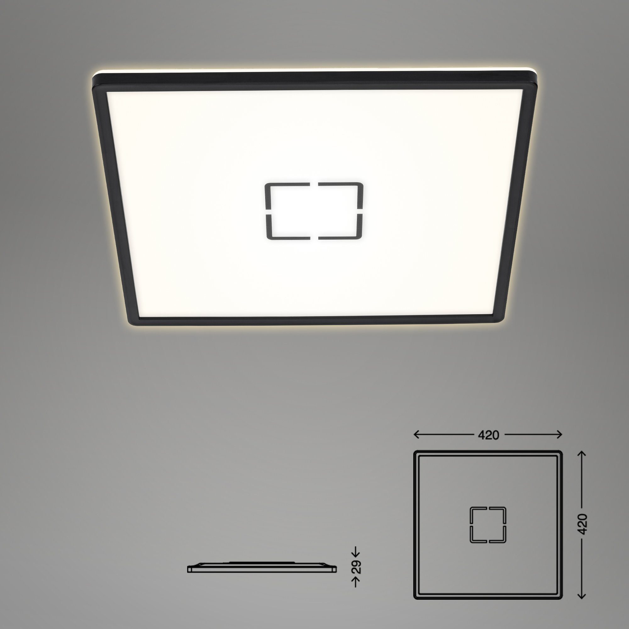 42x42cm Backlight ultraflach verbaut, 3393-015, Leuchten 4000K LED Briloner Neutralweiß, Deckenlampe fest LED Deckenleuchte