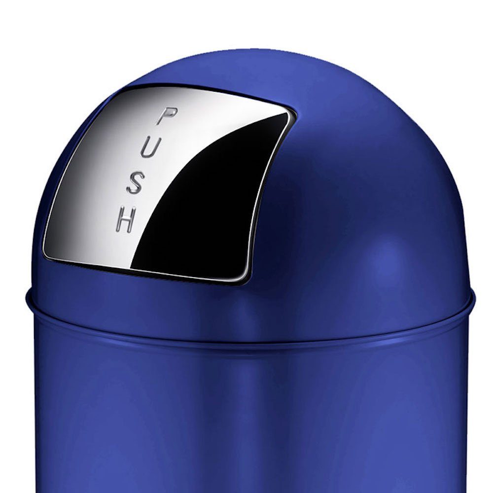 aus Mülleimer 40L, mit Inneneimer Metall, Blau Abfallbehälter Weiß PROREGAL® Pushdeckel &