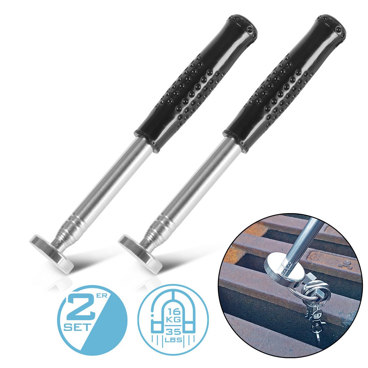 STAHLWERK Magnethalter Teleskop Pick-up Tool, Teleskopmagnet, 2er Set