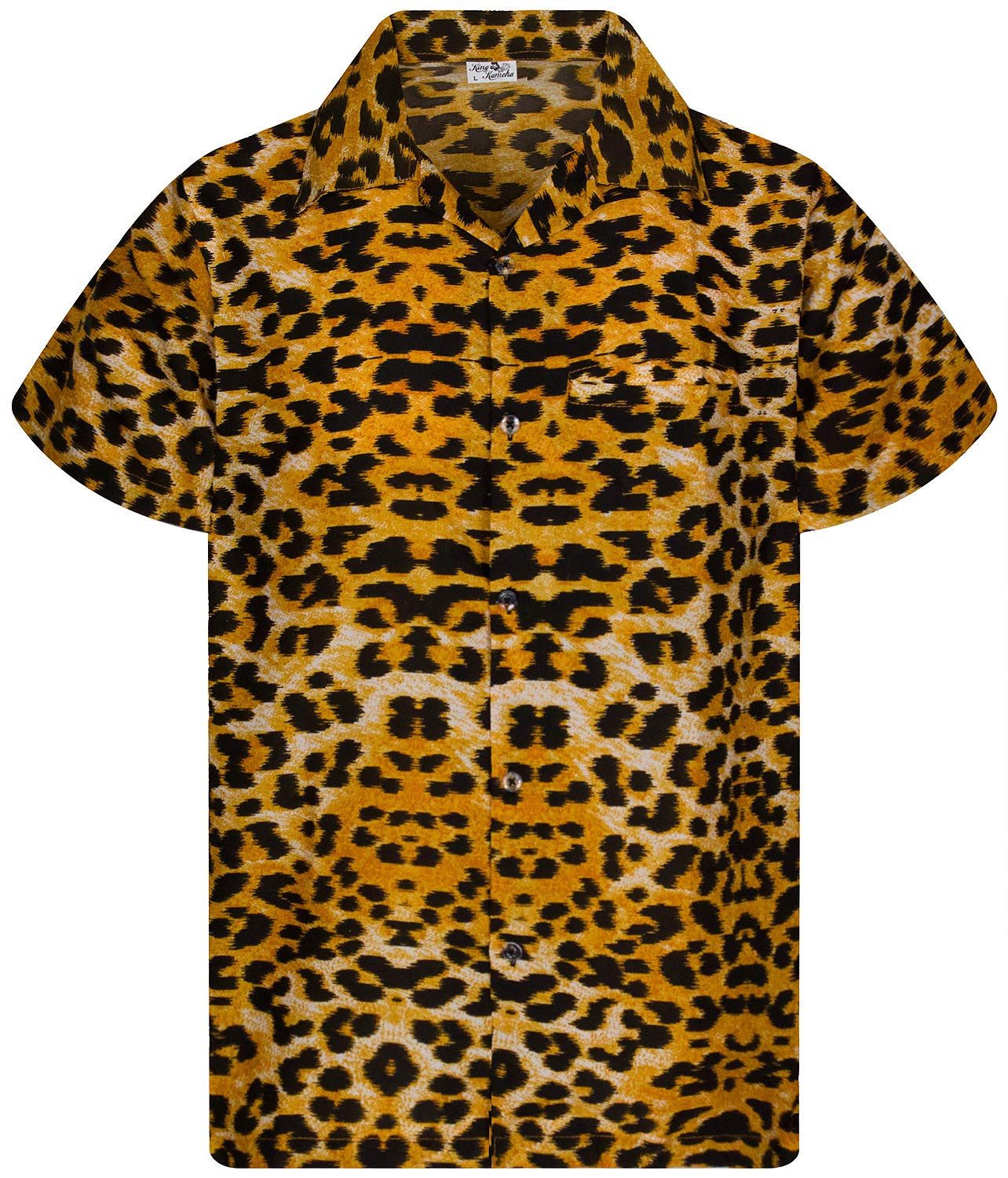 King Kameha Hawaiihemd Leopard Kids Funky Hawaii-Hemd Kinder Kurzarm Front-Tasche Unisex