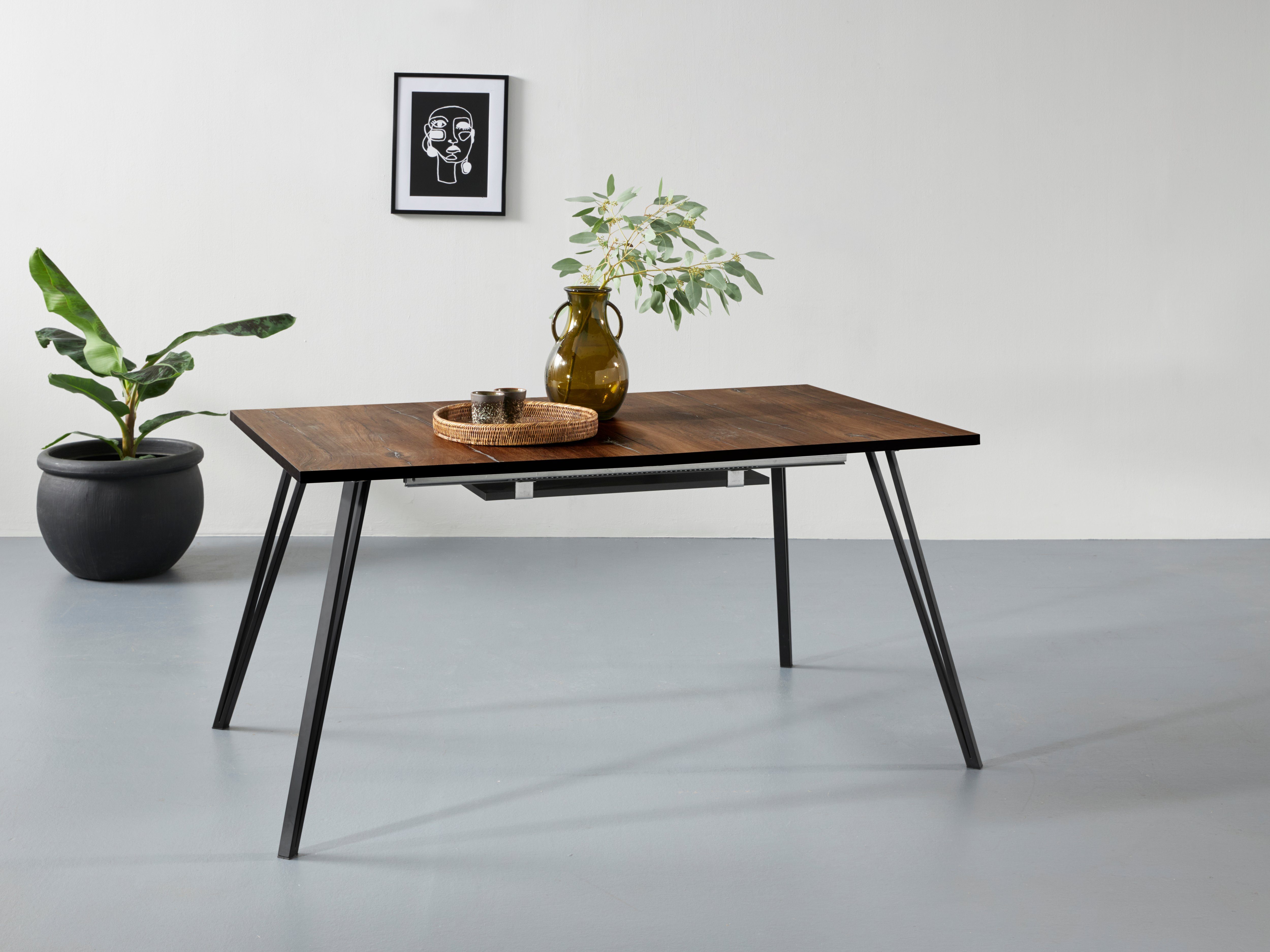 HELA Kulissen-Esstisch Alisa, ausziehbar 160-240 cm, Tischplatte ausziehbar  mit 2x verstaubaren Einlegeplatten