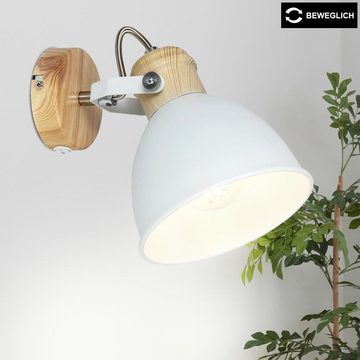 etc-shop LED Wandleuchte, Leuchtmittel inklusive, Warmweiß, Wand Leuchte Holz Optik Design Spot Strahler Lampe weiß-