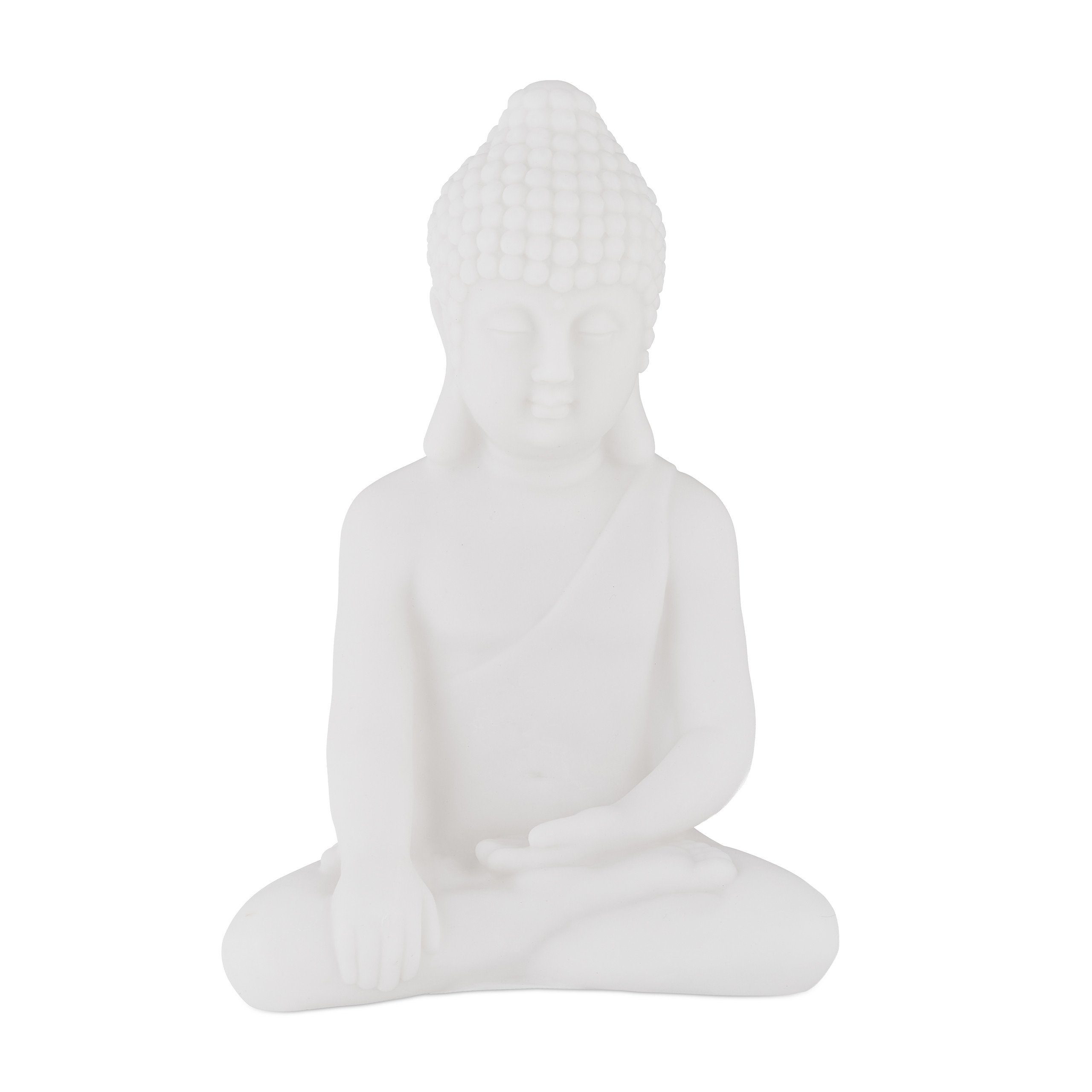 relaxdays Figur cm Weiße 17 Buddhafigur Buddha