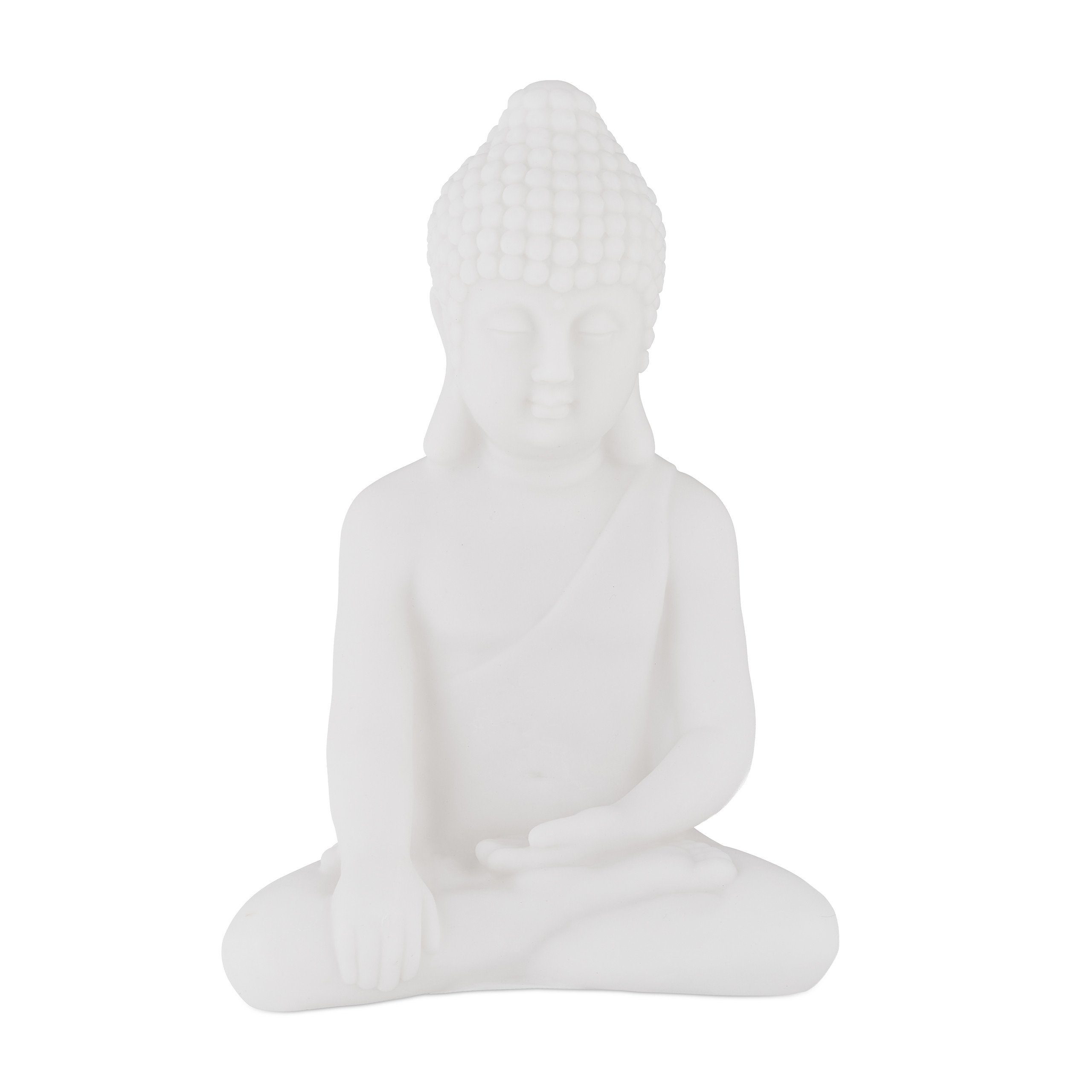 relaxdays Buddhafigur Weiße Buddha Figur 17 cm