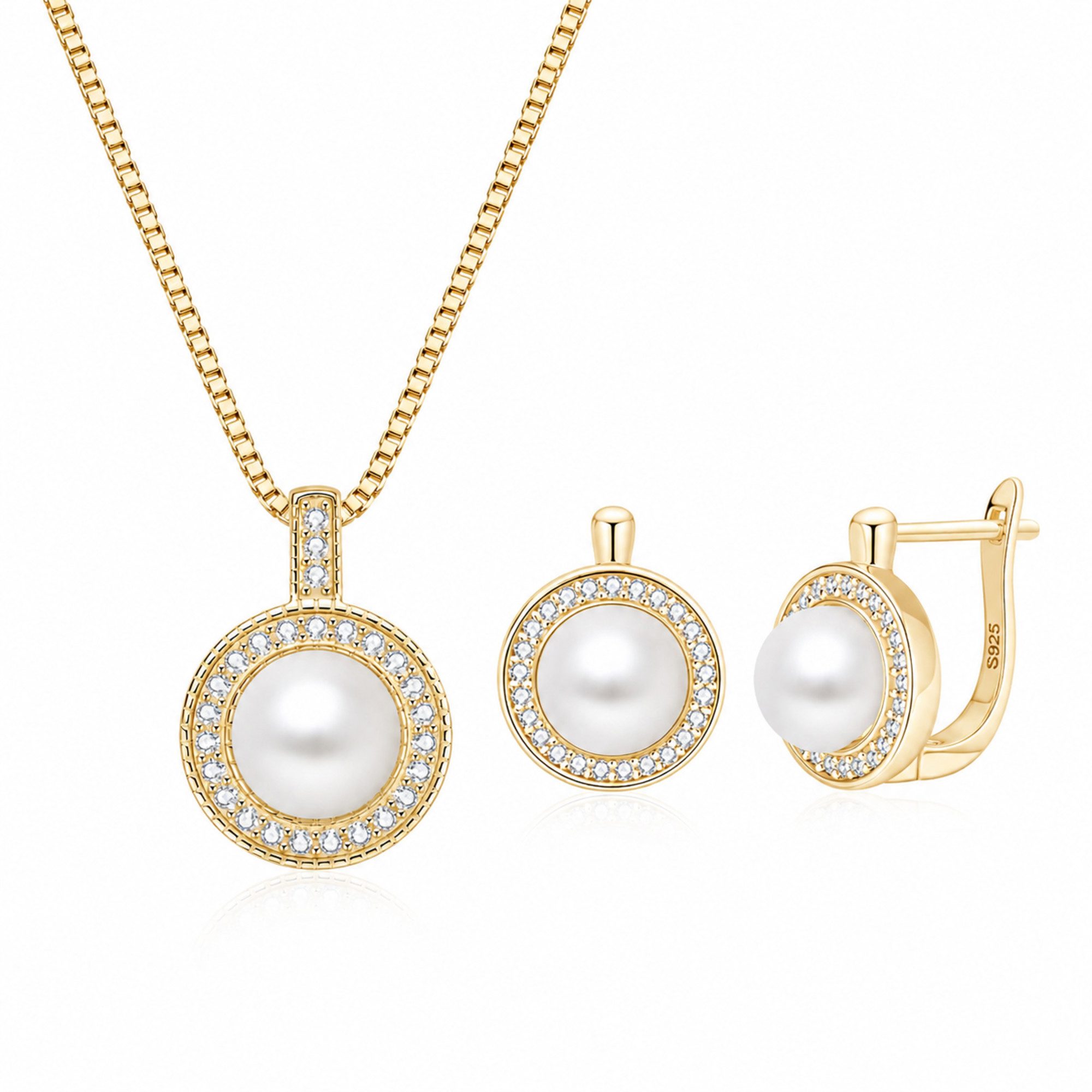 ROUGEMONT Schmuckset Moissanit Damen Perlen Schmuckset Zuchtperle 925 Sterling Silber, Echtschmuck mit Echtheitszertifikat