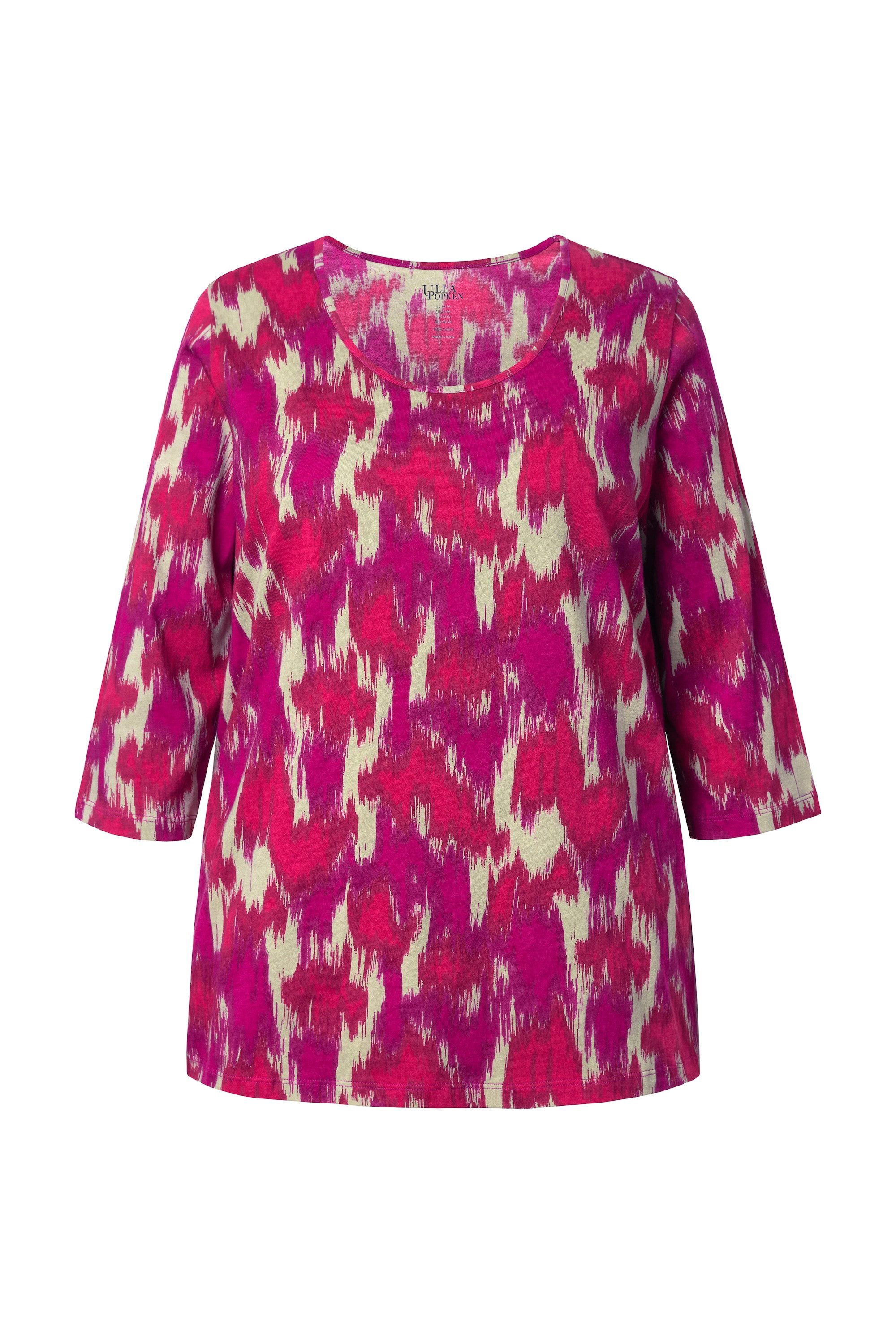 Longshirt T-Shirt A-Linie Rundhalsausschnitt 3/4-Arm