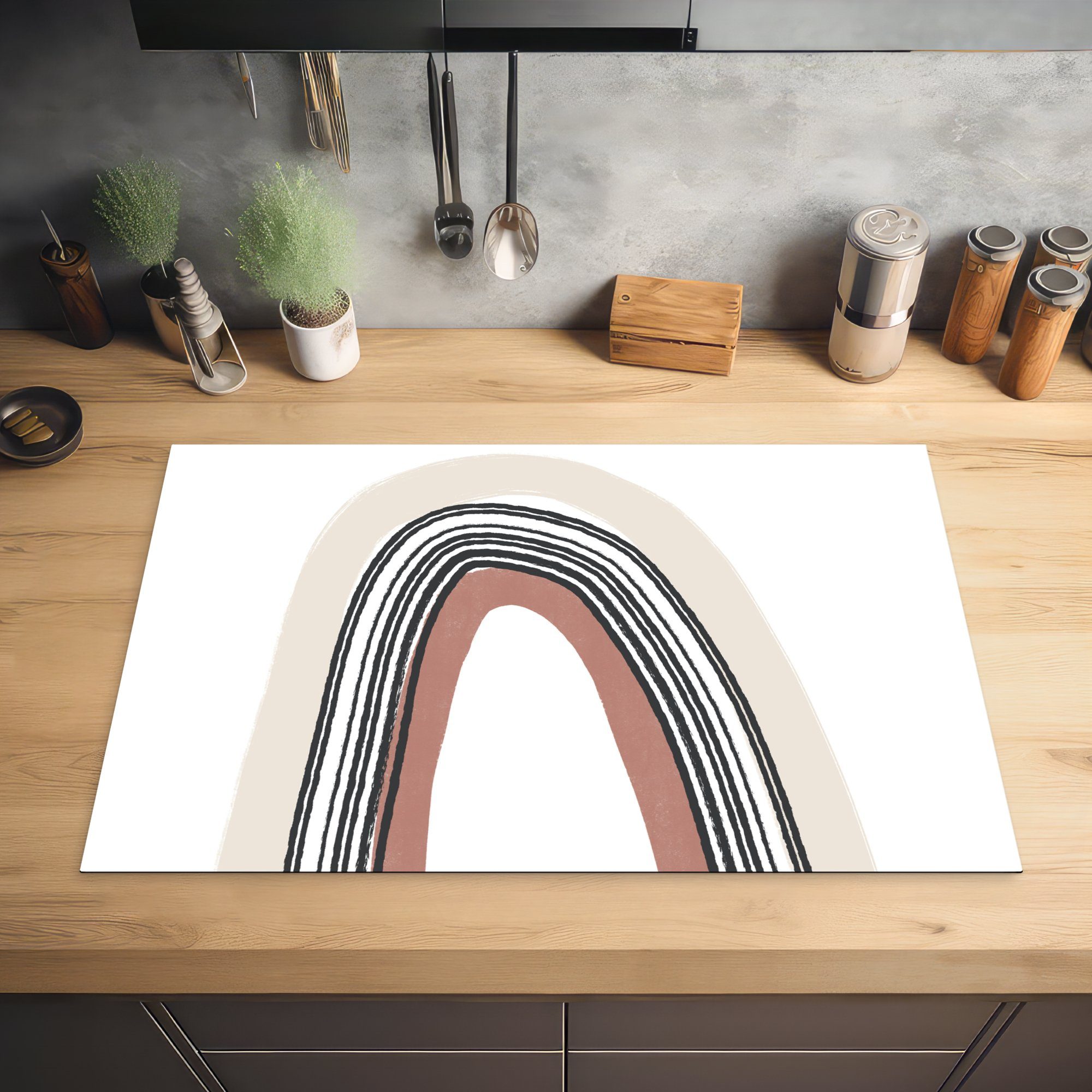 küche, Induktionskochfeld cm, 81x52 MuchoWow die Ceranfeldabdeckung Design, - Vinyl, Herdblende-/Abdeckplatte Schutz Regenbogen (1 für Pastell - tlg),