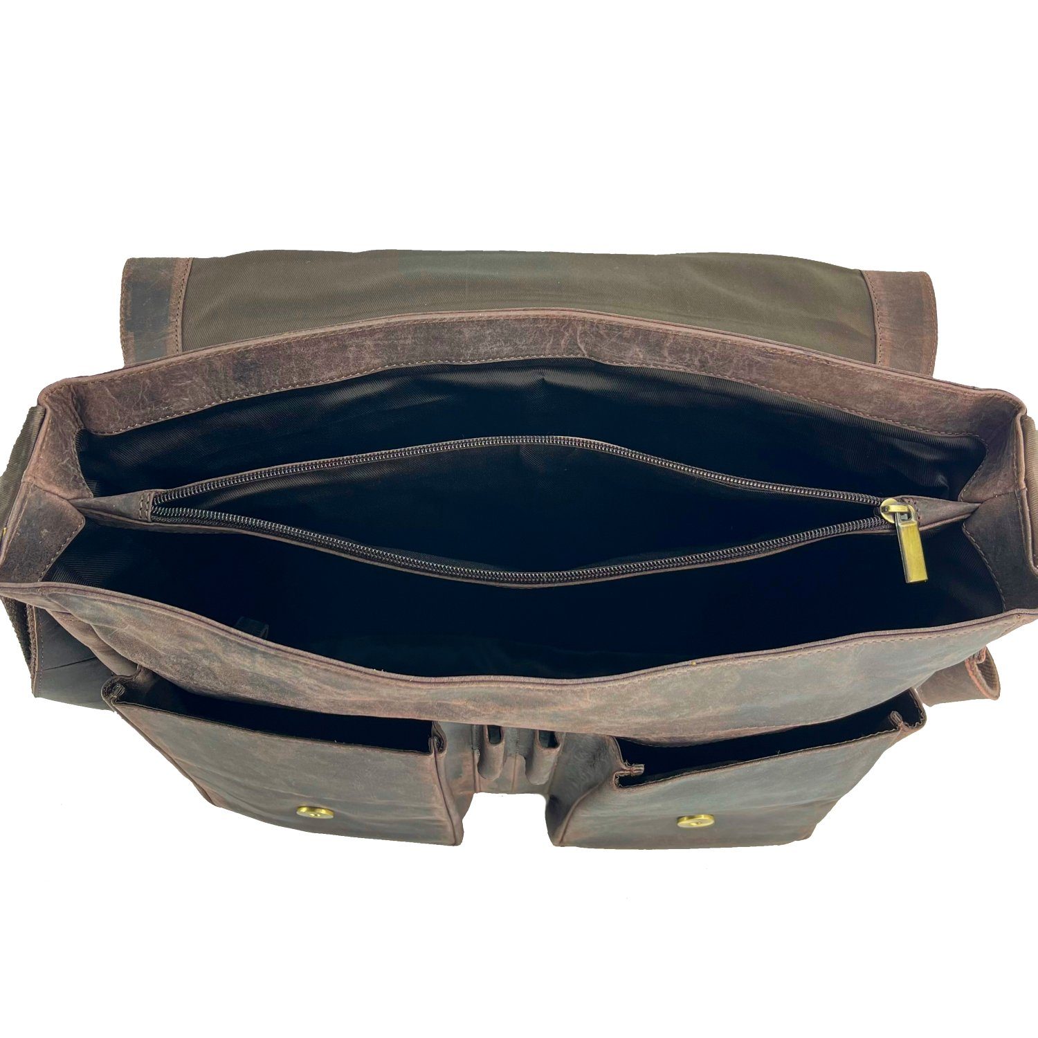 Buffalo Hill Aktentasche >2474< elegante Laptoptasche aus reinem Büffelleder, Organizer, Herren Umhängetasche in braun – Bild 5 von 5