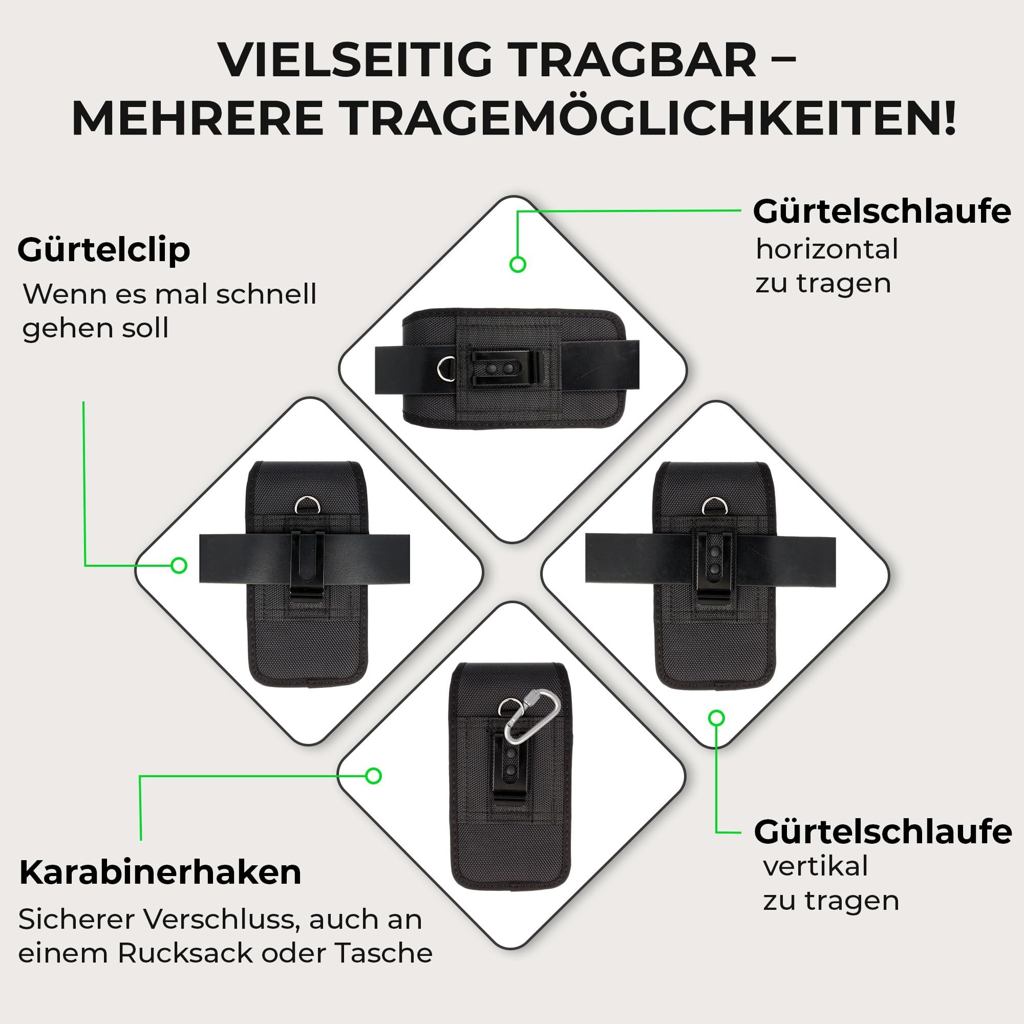 XiRRiX Gürteltasche Handytasche Gürtel - Smartphone Tasche Gürteltasche – Handy Holster (Smartphone Tasche kompatibel mit iPhone 17, 17 Pro, 17 Pro Max, Air, schwarz), mit Gürtelschlaufe, ideal für die Arbeit!