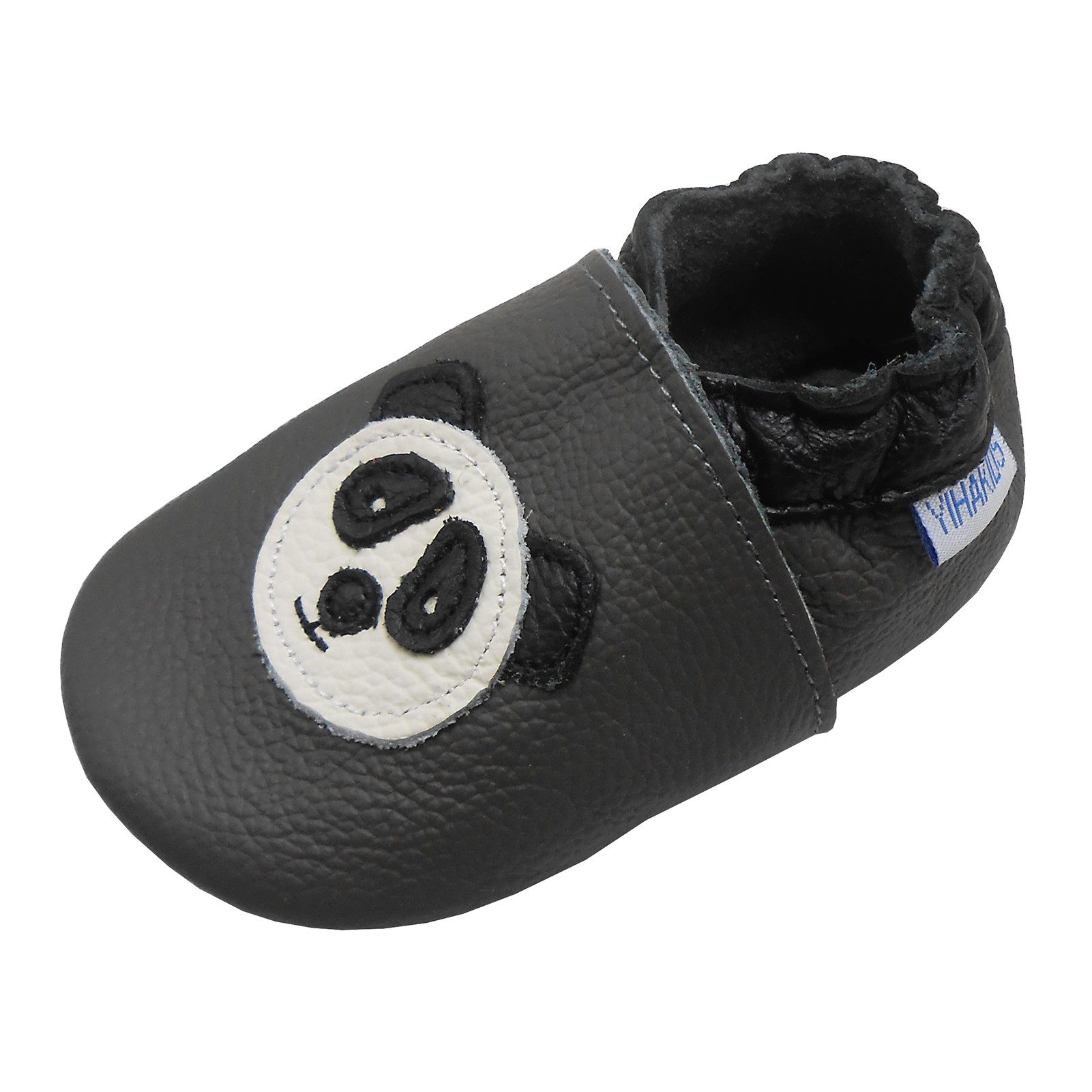 Yihakids Baby Krabbelschuhe & Lauflernschuhe – Panda Leder soft Barfußschuh (Weiches Leder 100 %, echtes Leder) Rutschfest