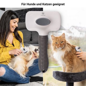 FinoPet Fellbürste Hundebürste/Katzenbürste mit automatischer Selbstreinigungsknopf, (1-tlg), Für alle Felltypen mit automatischer Selbstreinigungsknopf, Zupfbürste