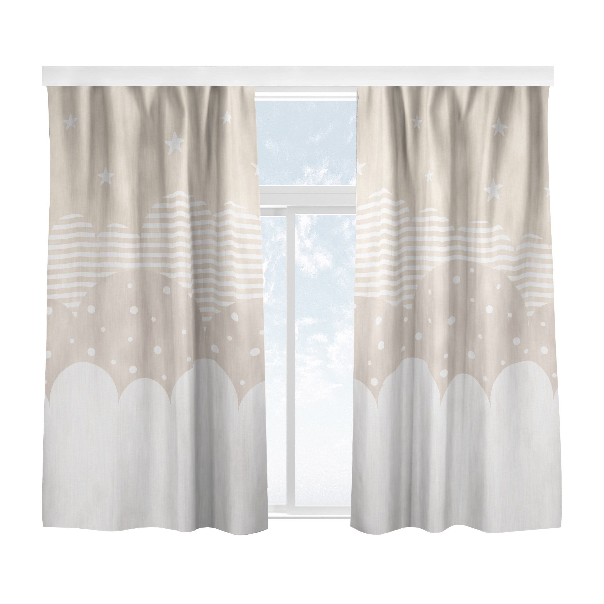 Bilderdepot24 Vorhang Gardine Muster Himmel Wolken Sterne Beige Türvorhang Raumteiler (1 St), Multifunktionsband, blickdicht, Samt, Schiebegardinen Babyzimmer Kinderzimmer Schiebevorhang