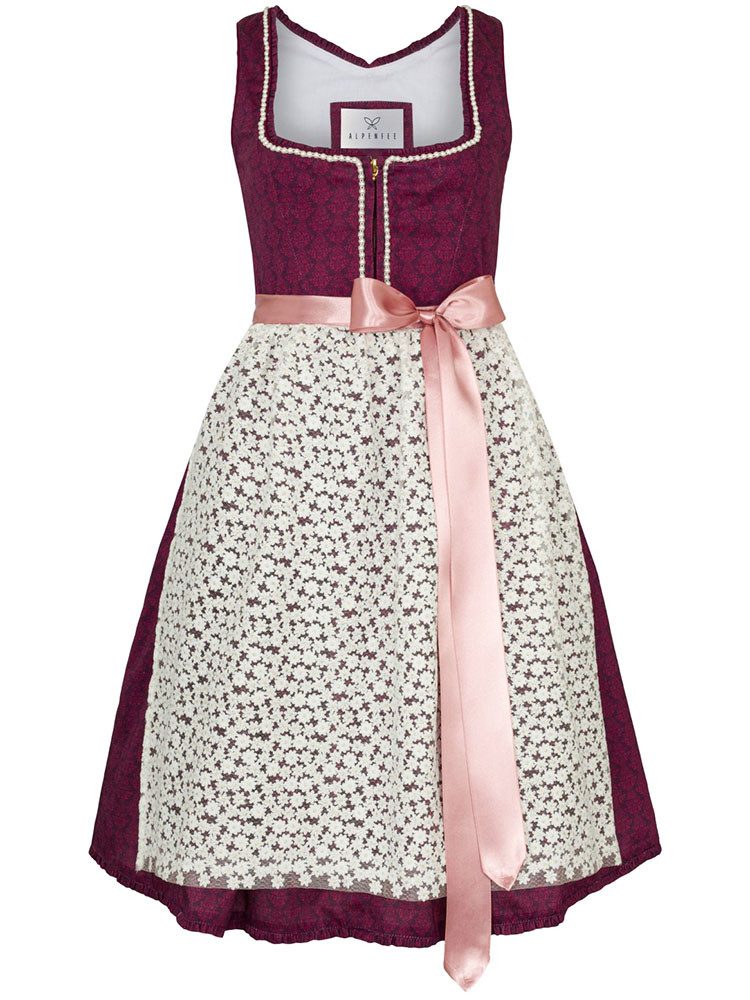 Alpenfee Tracht Dirndl Dirndl Amy 60cm Länge weinrot