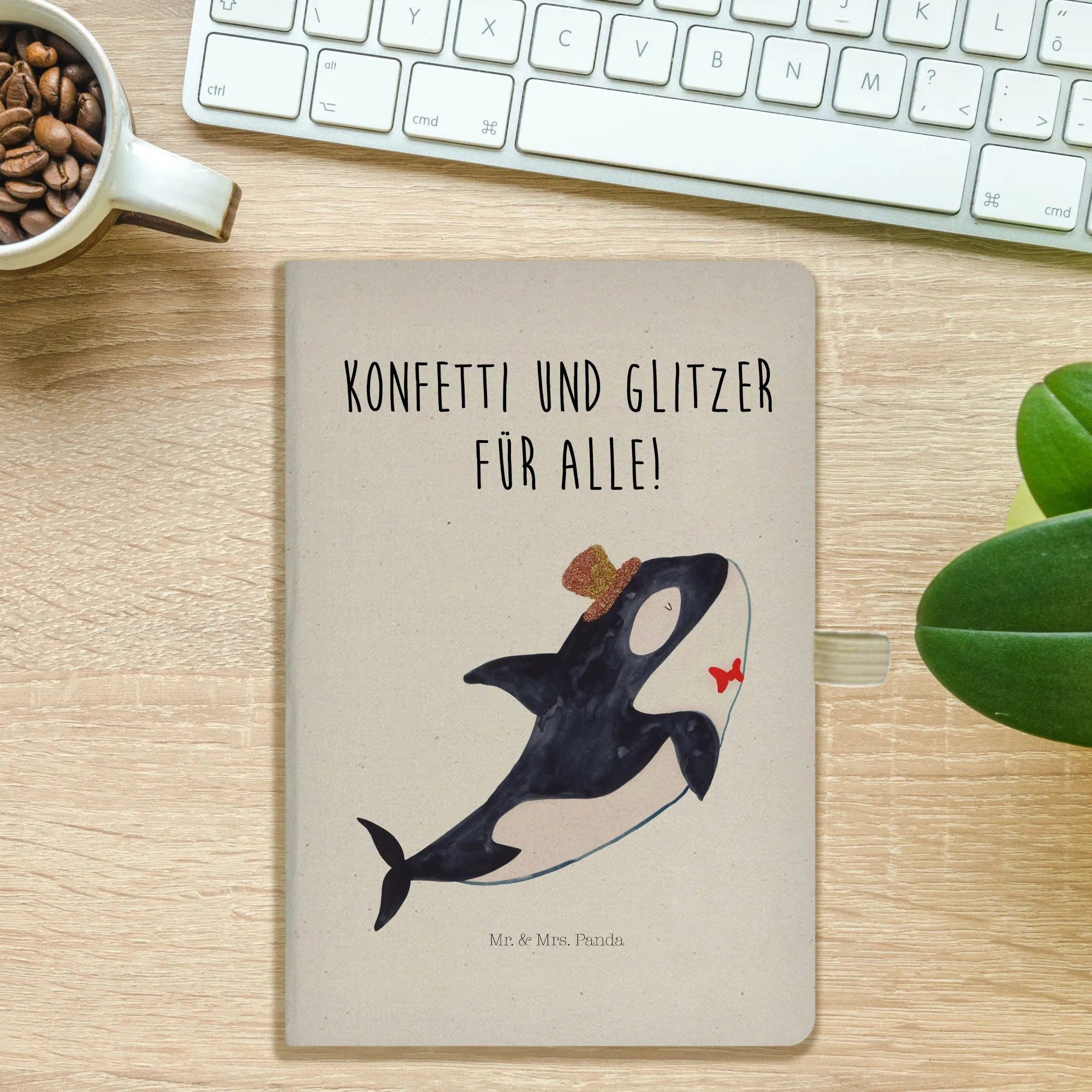 Thumbnail - Mr. & Mrs. Panda Notizbuch Orca Zylinder - Transparent - Geschenk, A5 Notizbuch Punkte, Geburtst Mr. & Mrs. Panda, Umwel...