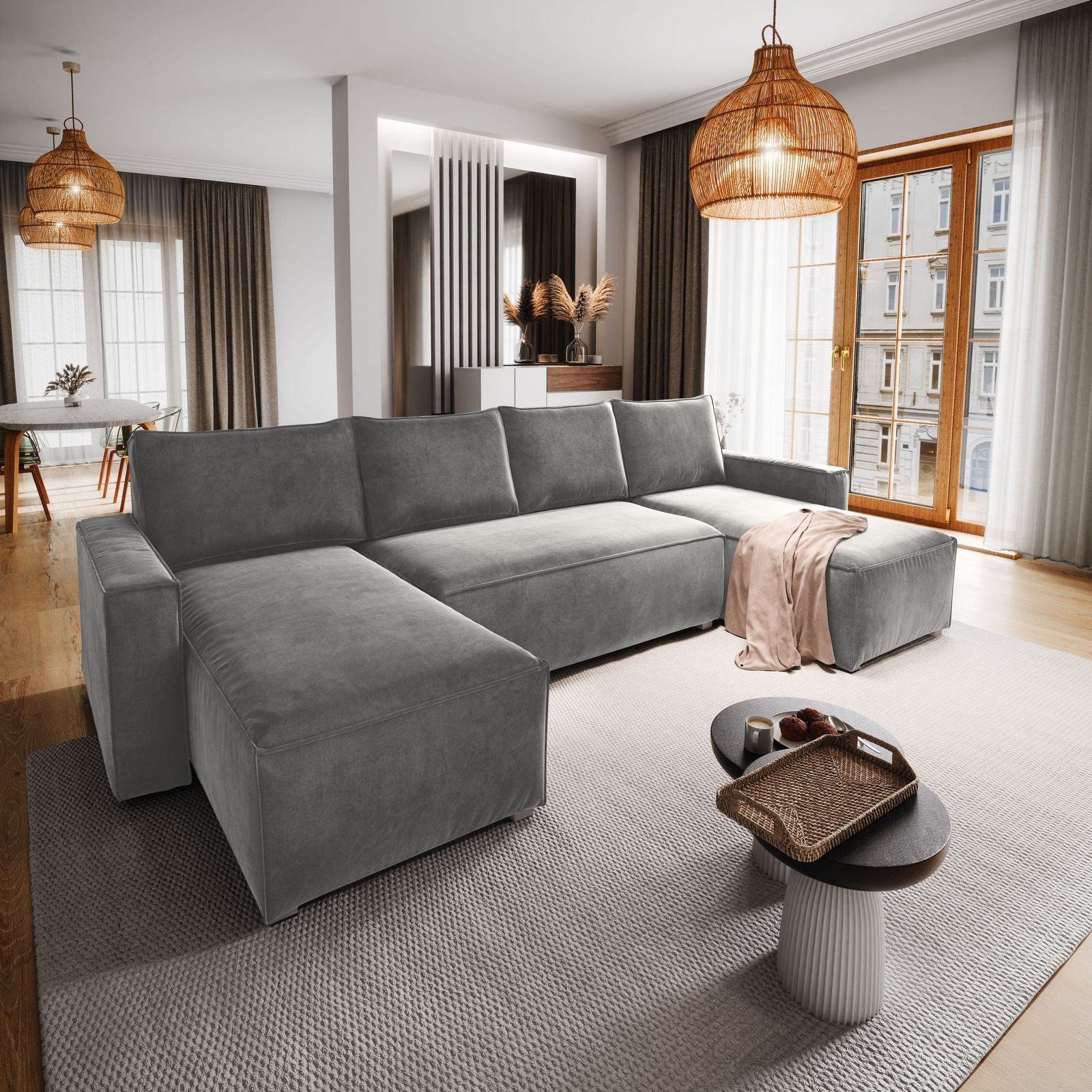 Masseno Ecksofa DENI mit Schlaffunktion U-Form, günstig online kaufen