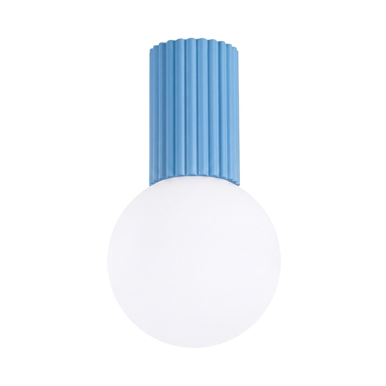 Licht-Erlebnisse Deckenleuchte DELOR, ohne Leuchtmittel, Glas Aluminium G9 IP44 D: 12 cm rund Hellblau Weiß Kugel Schirm