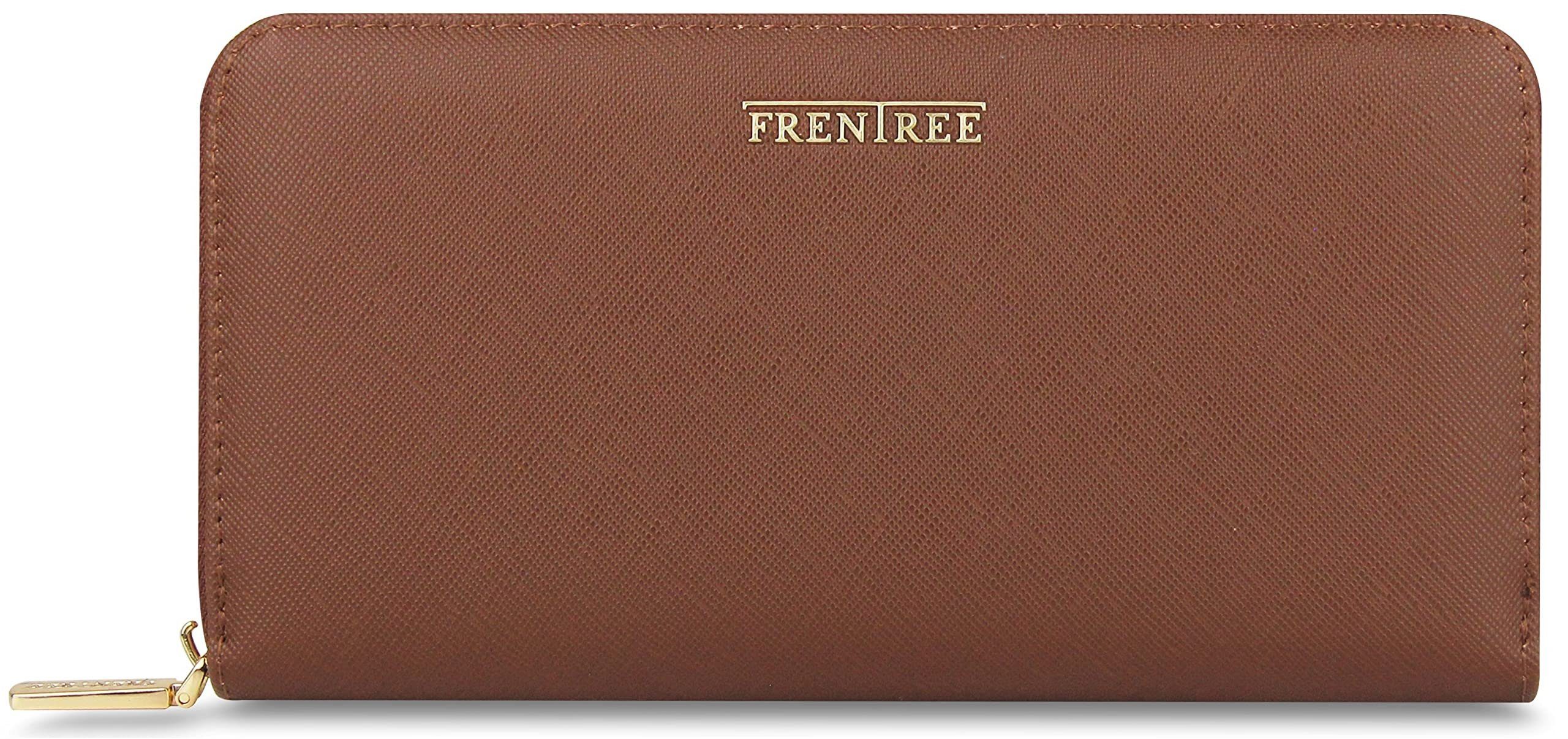 Frentree Geldbörse, Damen Portemonnaie mit RFID Schutz, Smartphonefach, inkl. Geschenkbox Braun