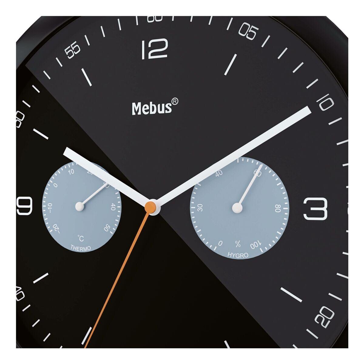 Mebus Wanduhr (mit Hygro- und Thermometer, Ø 26,5 cm)