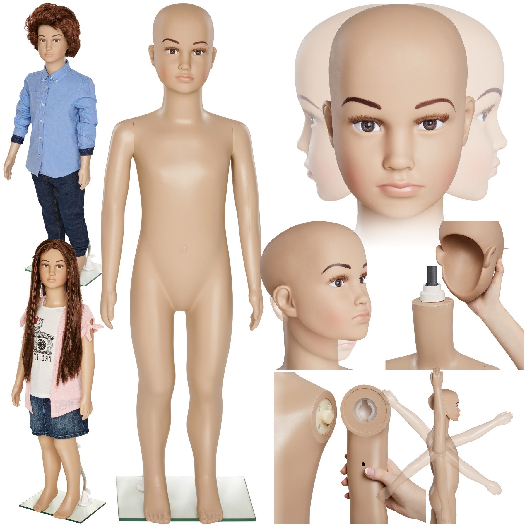 tectake Schneiderpuppe Schaufensterpuppe aus Kunststoff, Glasplatte mit Wadendorn, beweglich und standfest, lebensechte Proportionen, …