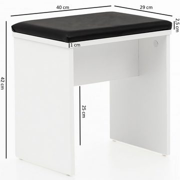 FINEBUY Schminktisch FB51641 (60x81x40 cm Weiß Konsolentisch Spanplatte Modern), Kosmetiktisch mit Hocker und Spiegel, Frisiertisch
