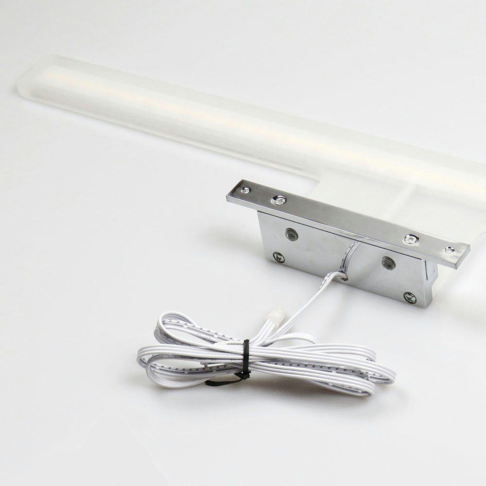 bis 450mm Acrylglas Spiegelleuchte warmweiß verchromt, (Farbwechsel) Badleuchte + LED tageslichtweiß Powerbox kalb