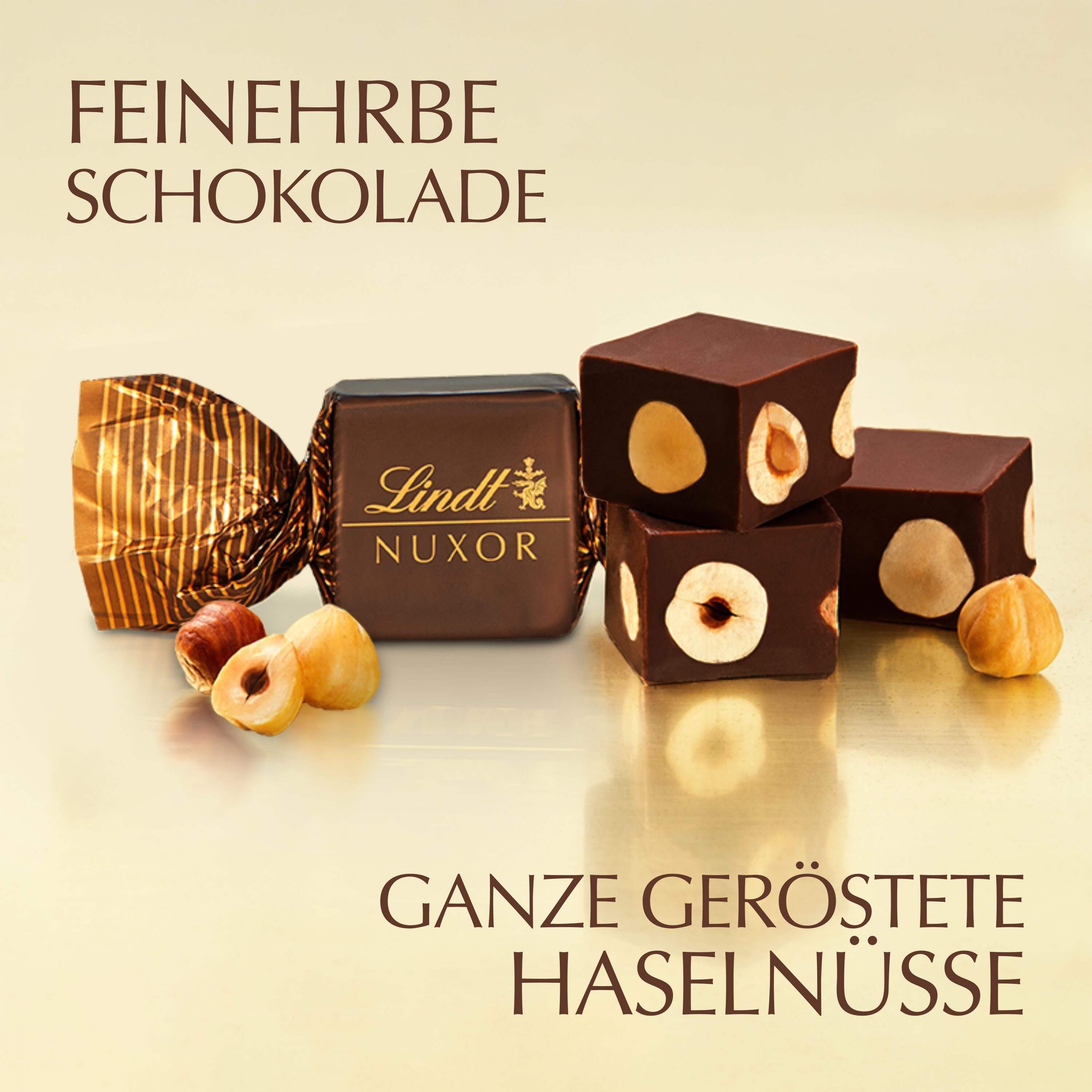 LINDT Schokolade 700g NUXOR Würfel Feinherb XL Beutel Dunkle Gianduja Schokolade Nuss, 1 x 700 g, 1 St.