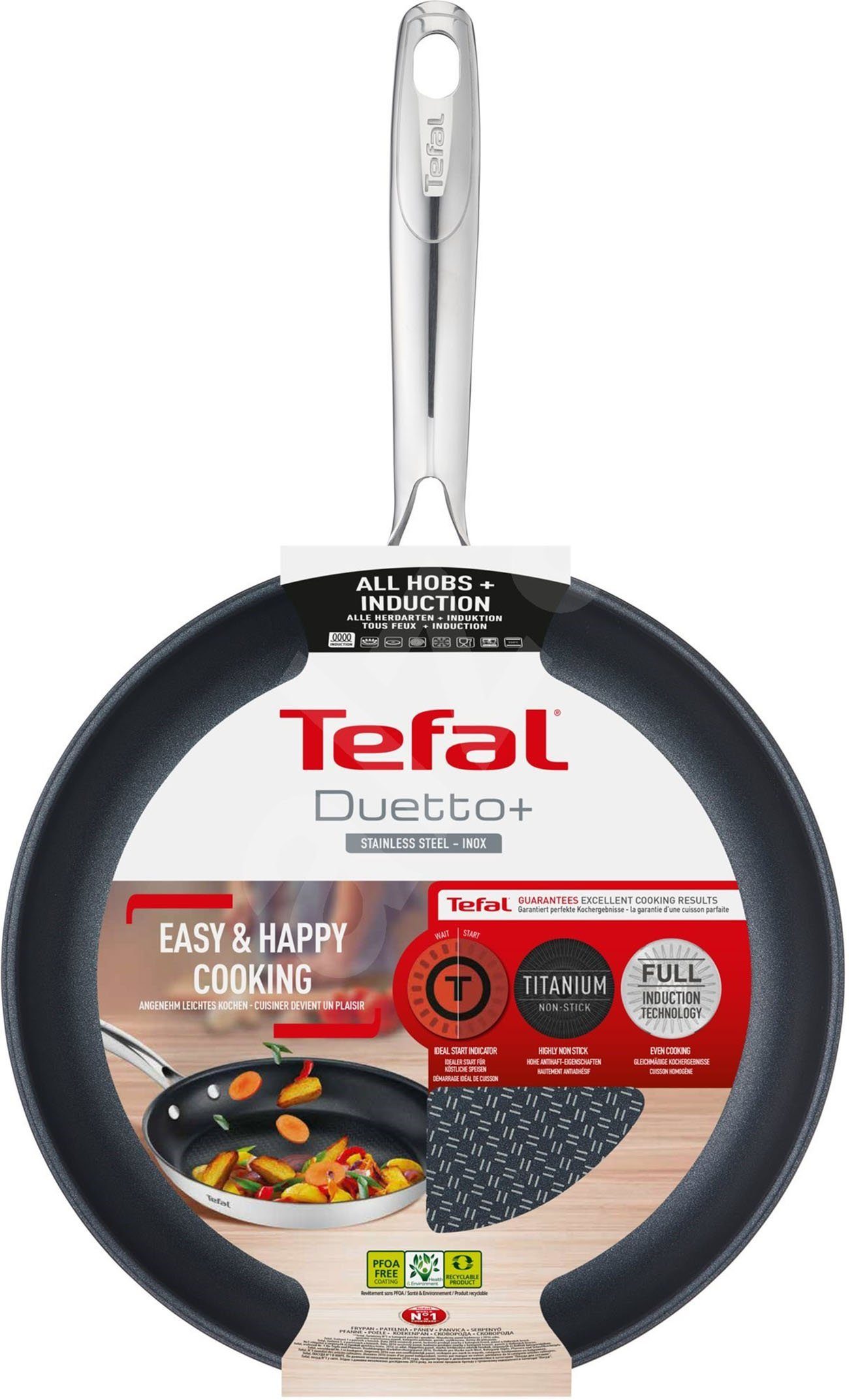 Tefal Bratpfanne Tefal Duetto Pfanne aus Edelstahl für alle Herdarten antihaft, Edelstahl (1-tlg., 1x Bratpfanne nach Wahl), spülmaschinengeeignet&Induktion&Spülmaschienengeeignet