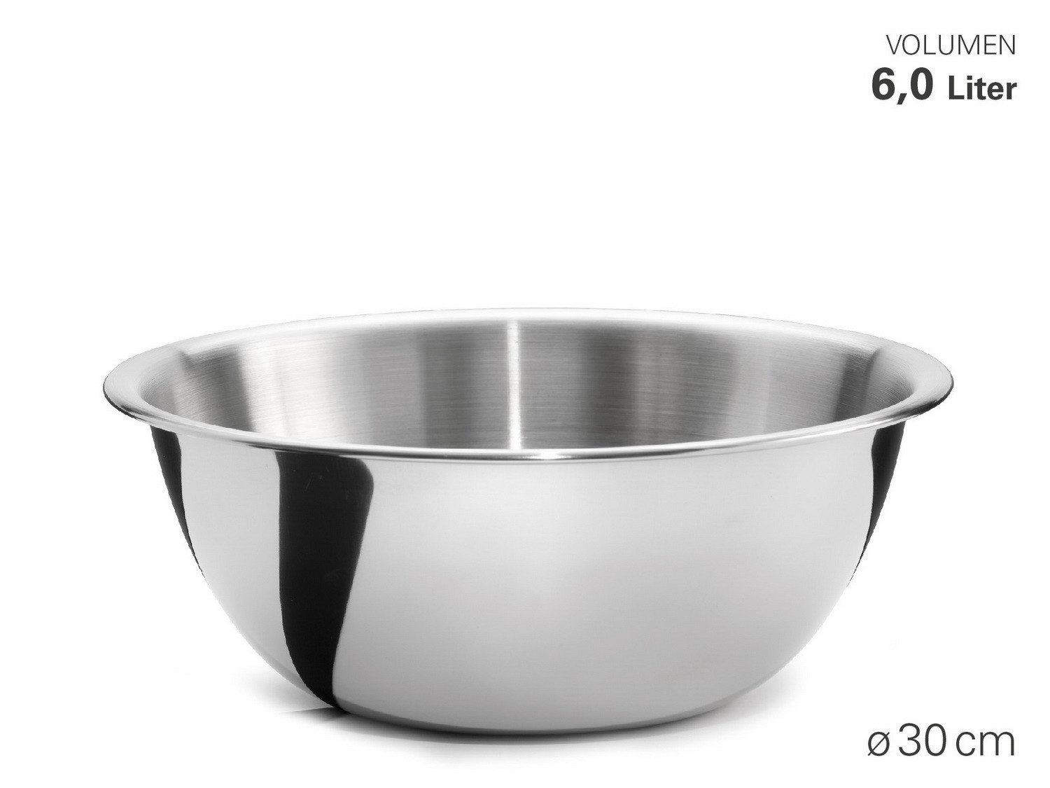 Karl Weis Rührschüssel Küchen- & Servierschüssel Küchenschüssel Salatschüssel Teigschüssel, Edelstahl, (hochwertig verarbeitete 6 Liter Edelstahlschüssel), bord – Bild 2 von 2