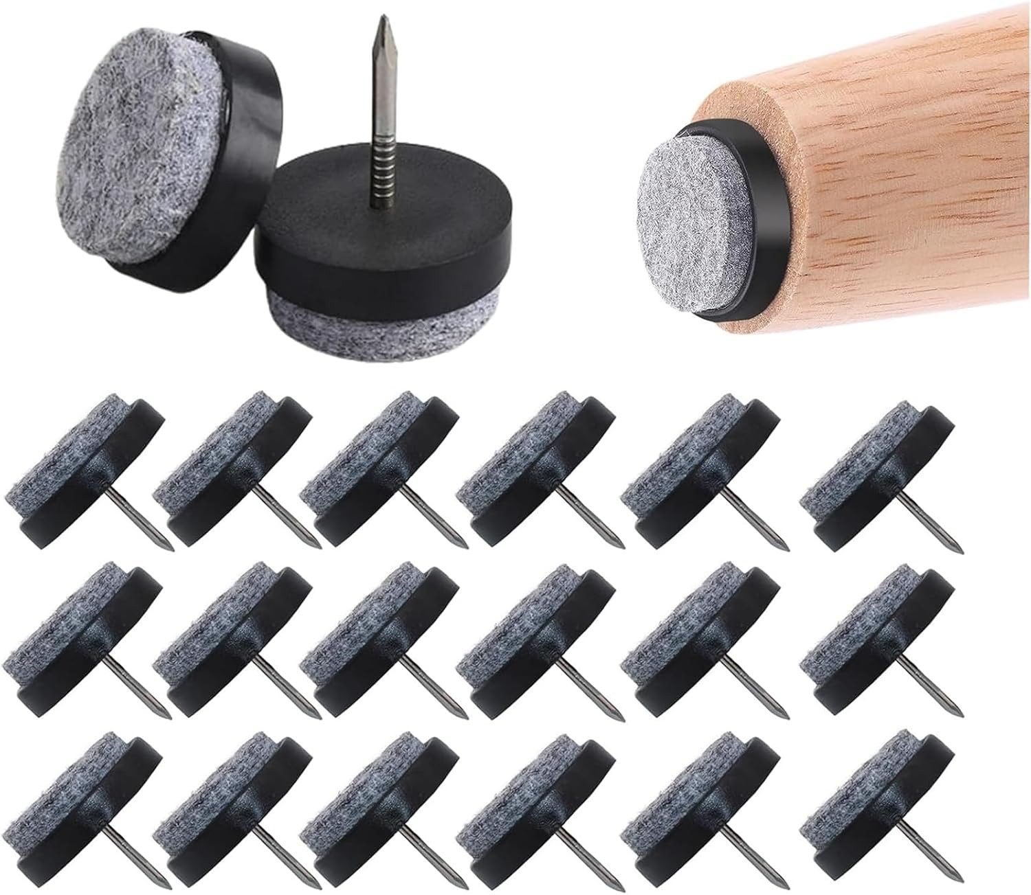 FELIXLEO Anti-Rutsch-Pad Filzgleiter für Stühle, Filzgleiter Nagel 20 mm, Gleiter, (20 St)